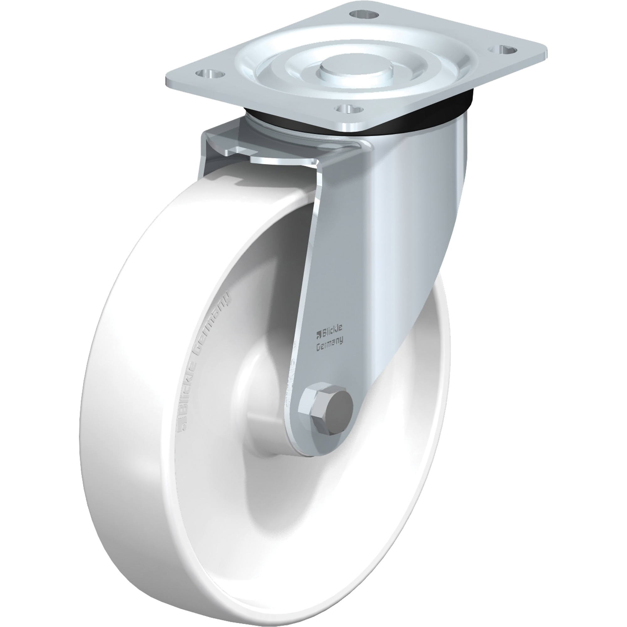 Roulette blanche, Pivotant, 8" (203,2 mm), Polyamide, 440 lb (199,58 kg)