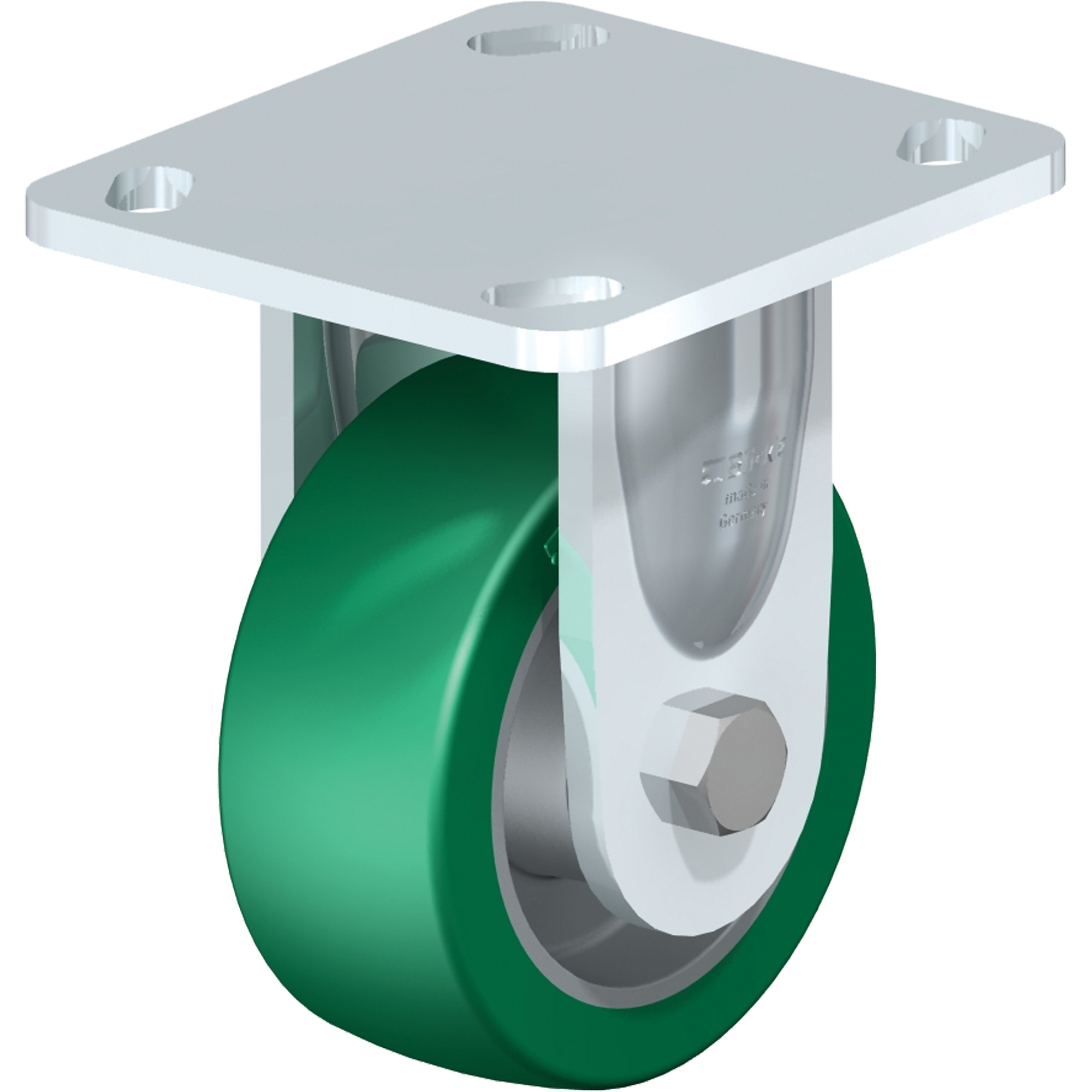 Roulette de haute qualité, Fixe, 4" (101,6 mm), Élastomère de polyuréthane, 660 lb (300 kg)