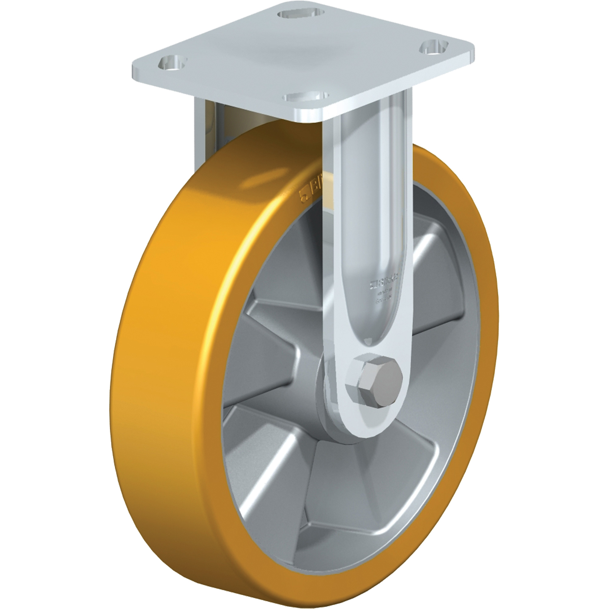 Roulette de haute qualité, Fixe, 8" (203,2 mm), Élastomère de polyuréthane, 660 lb (300 kg)