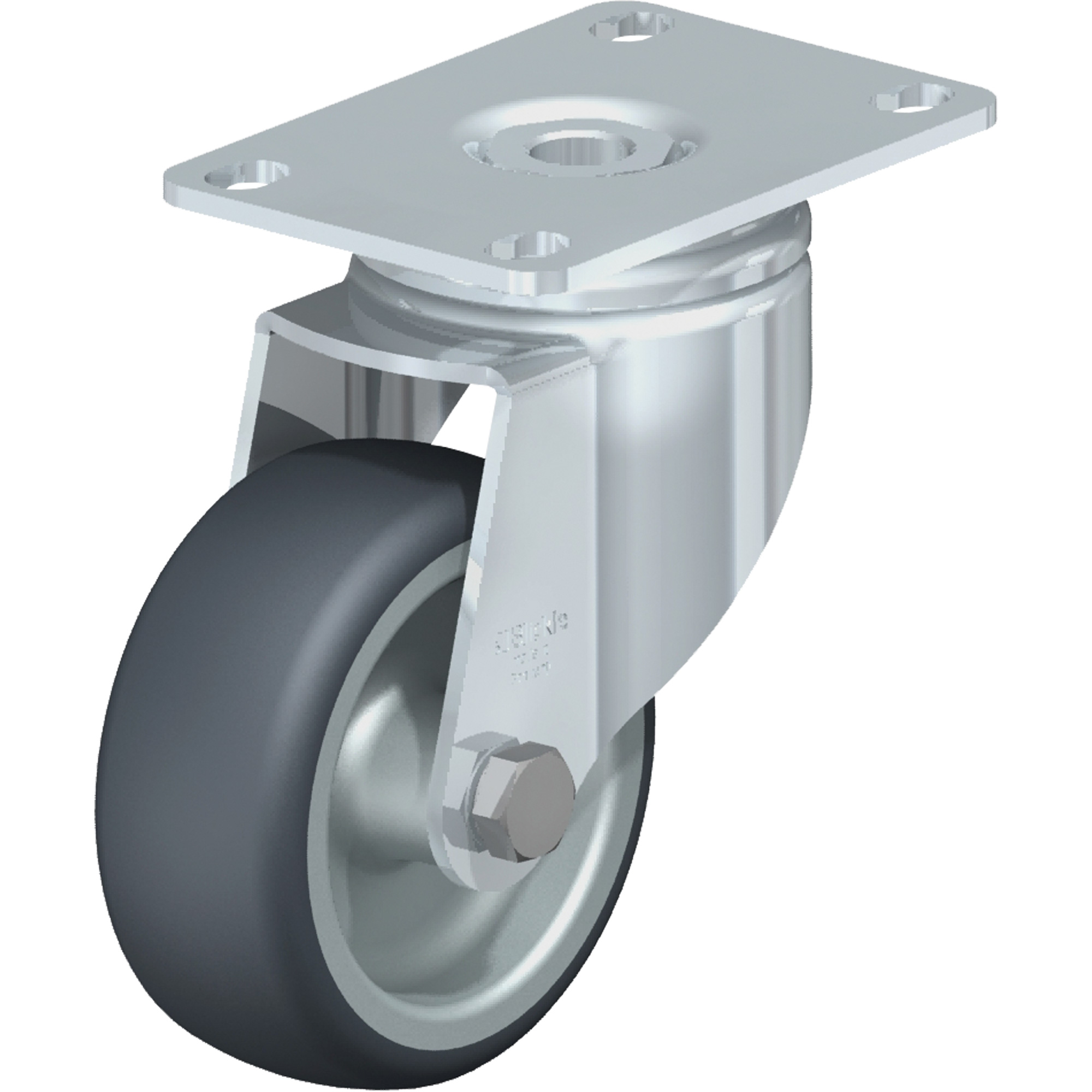 Roulette de haute qualité, Pivotant, 3-1/8" (79,5 mm), Élastomère de caoutchouc thermoplastique, 220 lb (100 kg)