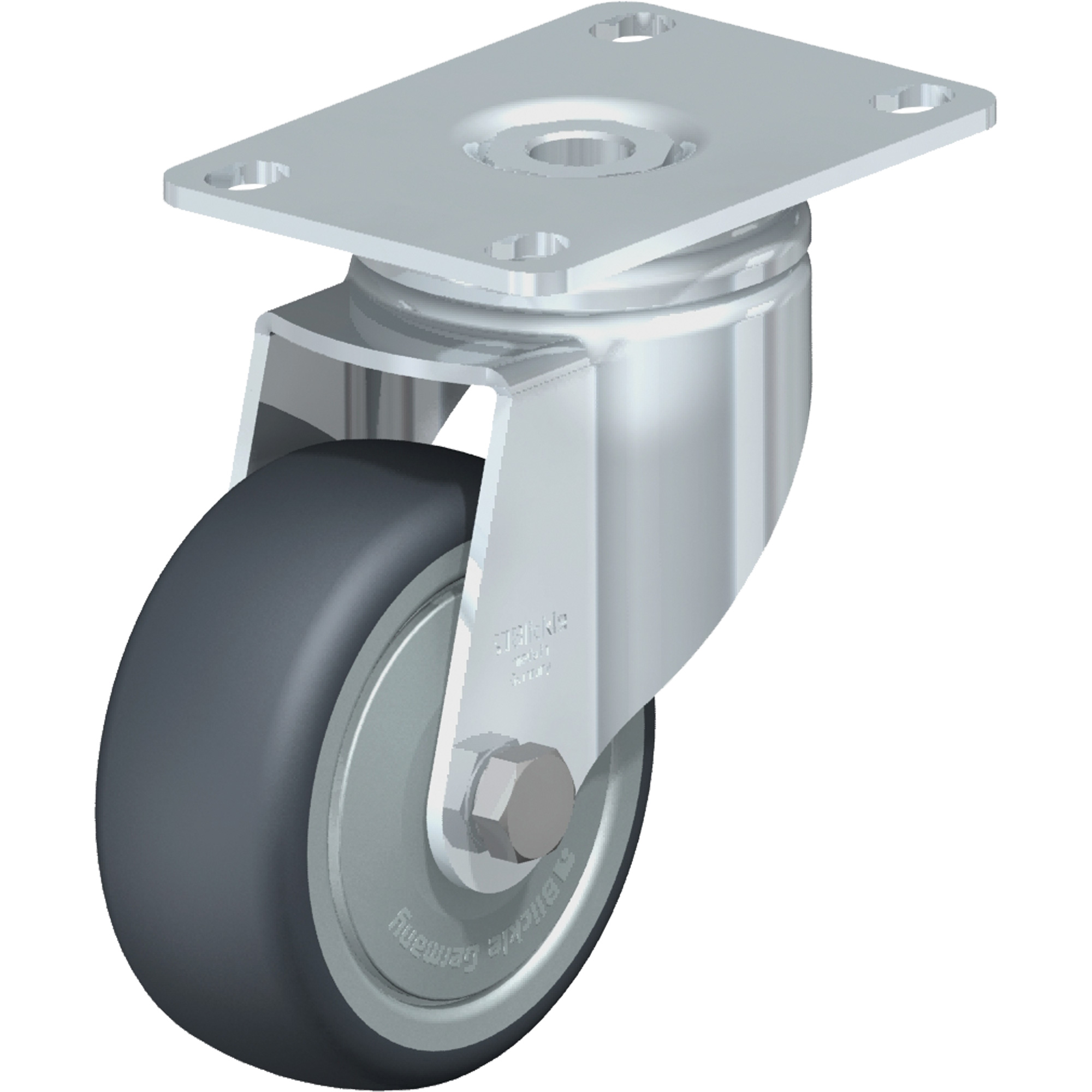 Roulette de haute qualité, Pivotant, 3-1/8" (79,5 mm), Élastomère de caoutchouc thermoplastique, 220 lb (100 kg)