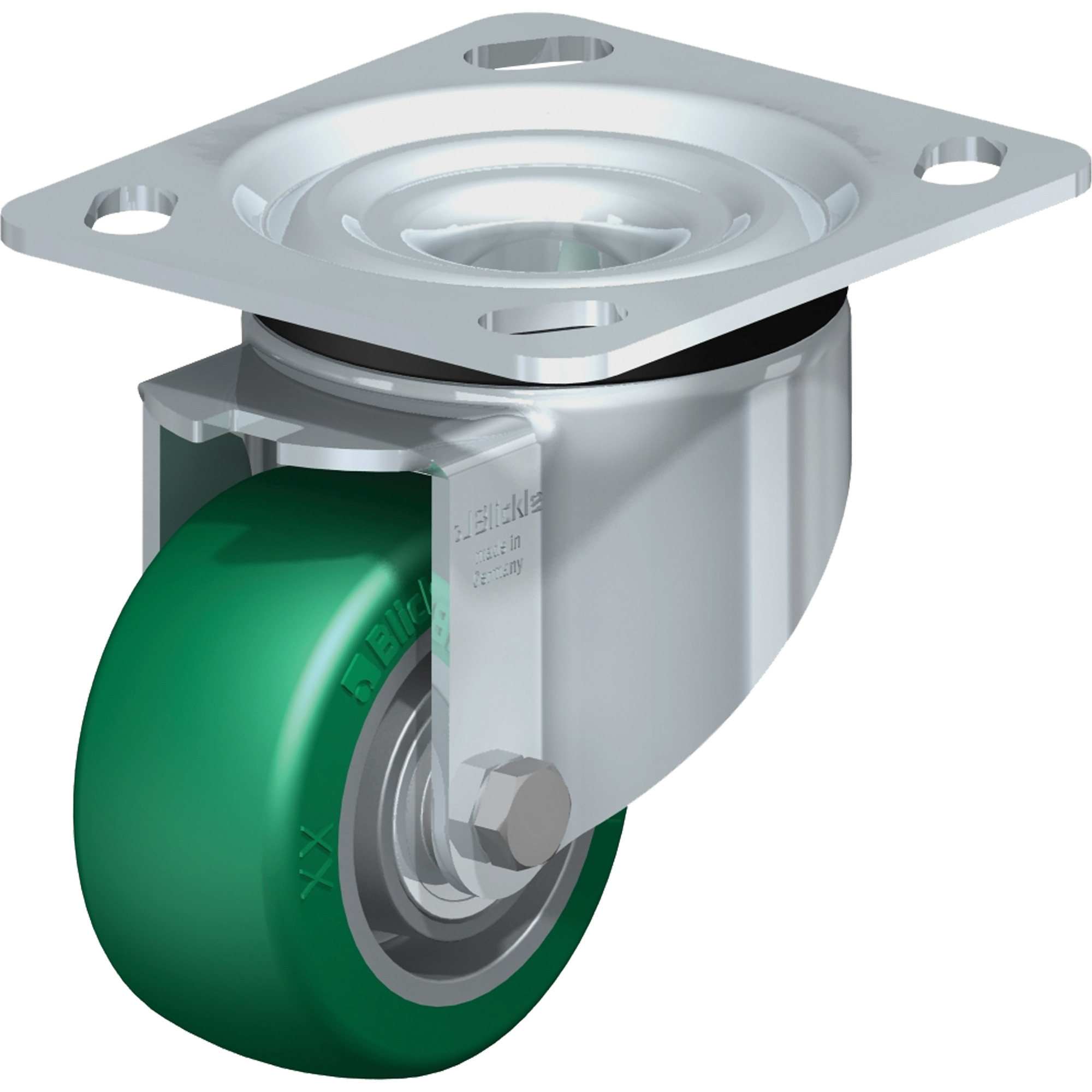 Roulette de haute qualité, Pivotant, 3-1/8" (79,5 mm), Élastomère de polyuréthane, 505 lb (230 kg)