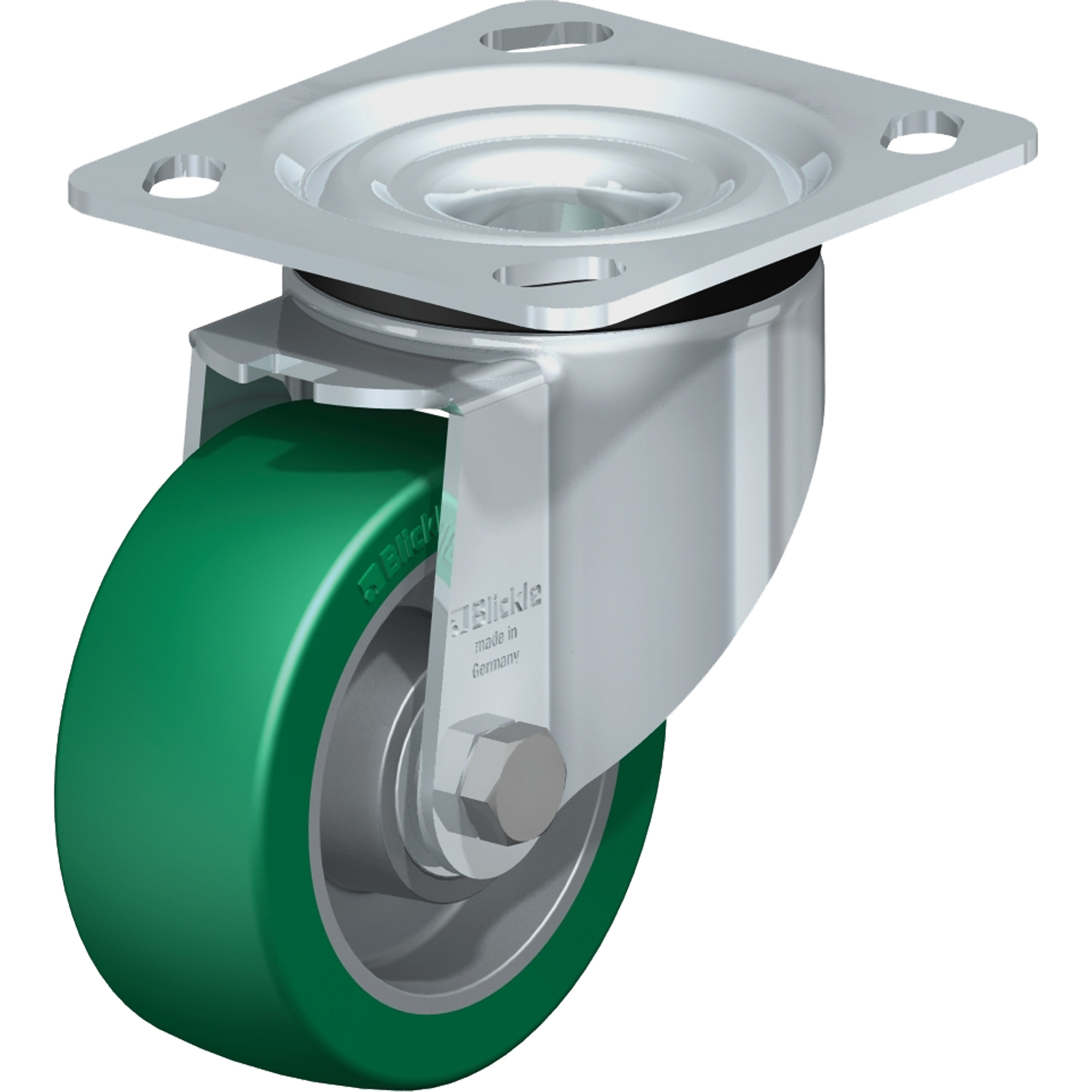 Roulette de haute qualité, Pivotant, 4" (101,6 mm), Élastomère de polyuréthane, 660 lb (300 kg)