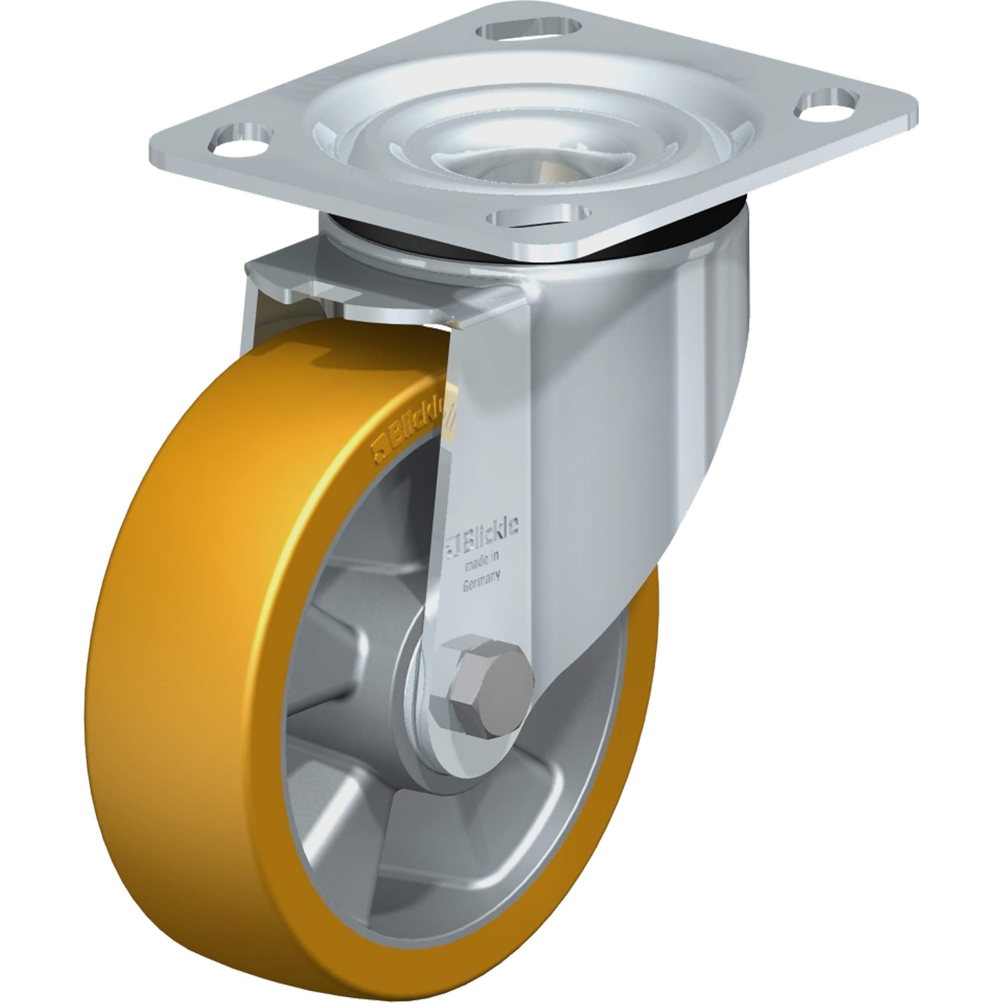 Roulette de haute qualité, Pivotant, 5" (127 mm), Élastomère de polyuréthane, 770 lb (349 kg)