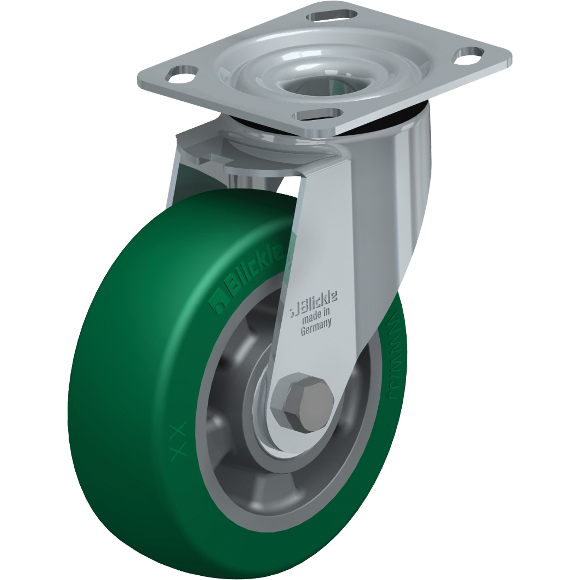 Roulette de haute qualité, Pivotant, 6" (152,4 mm), Élastomère de polyuréthane, 660 lb (300 kg)