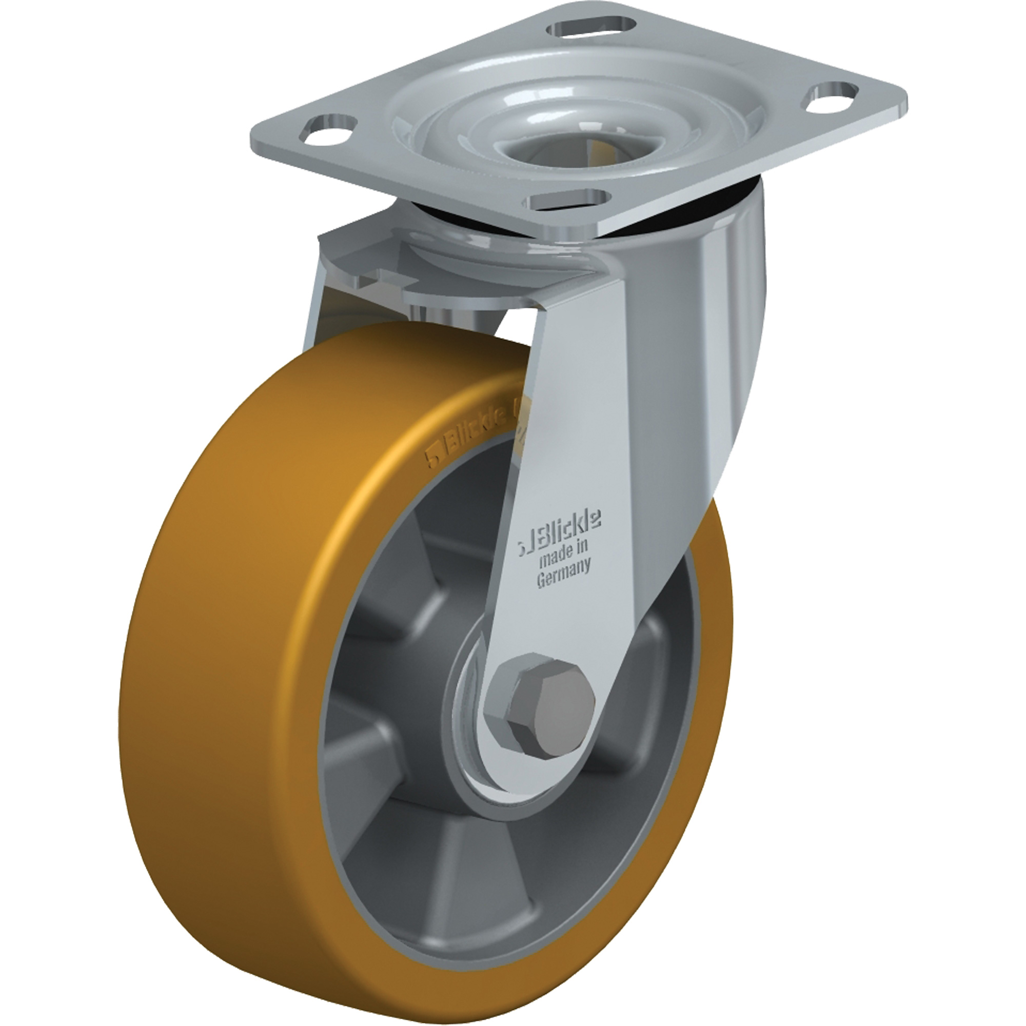 Roulette de haute qualité, Pivotant, 6" (152,4 mm), Élastomère de polyuréthane, 660 lb (300 kg)