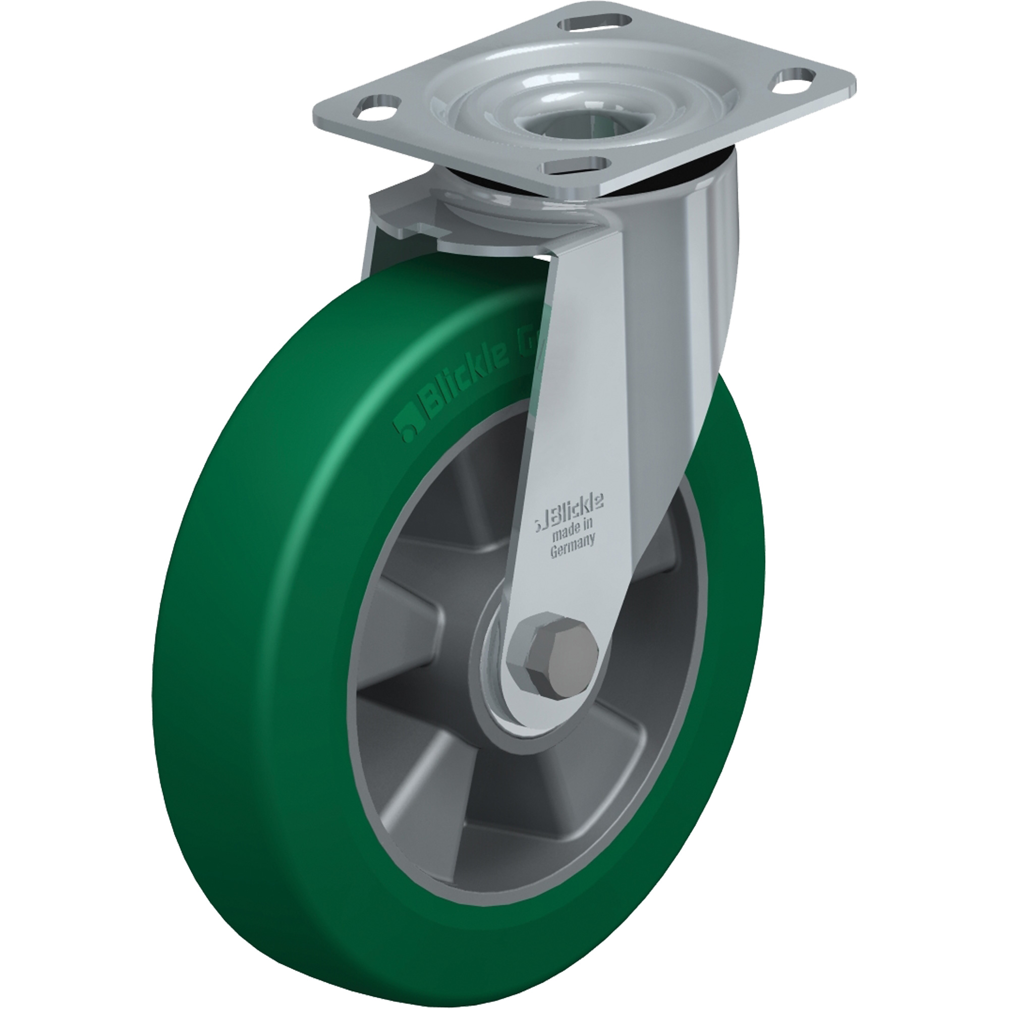Roulette de haute qualité, Pivotant, 8" (203,2 mm), Élastomère de polyuréthane, 660 lb (300 kg)