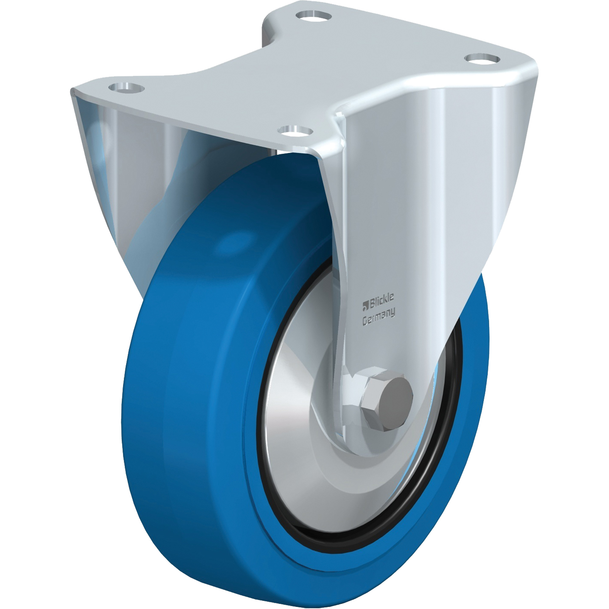 Roulette élastique bleue, Fixe, 6" (152,4 mm), Caoutchouc, 770 lb (349 kg)