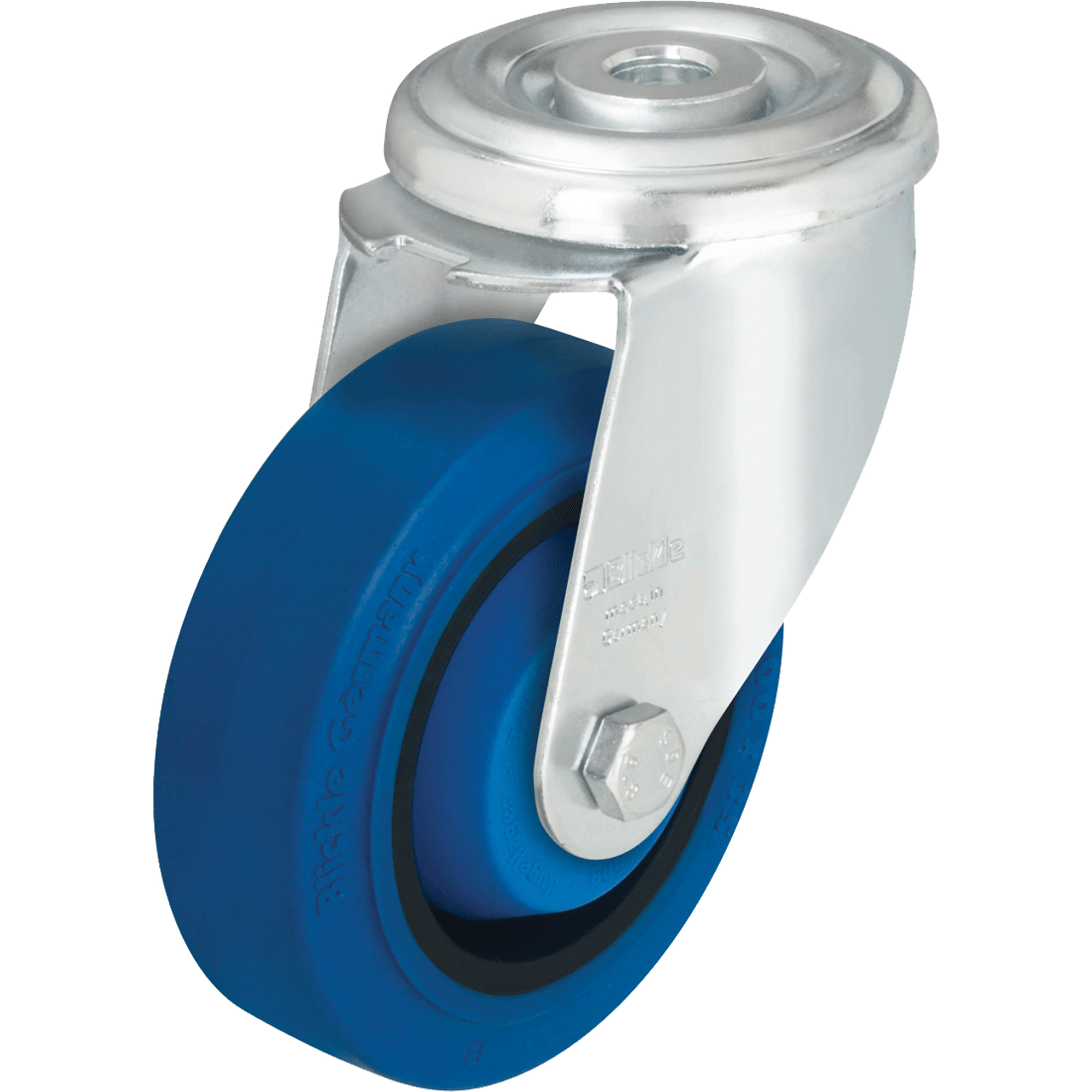 Roulette en caoutchouc rigide, Pivotant, Diamètre 4", Capacité 330 lb (149,685 kg)