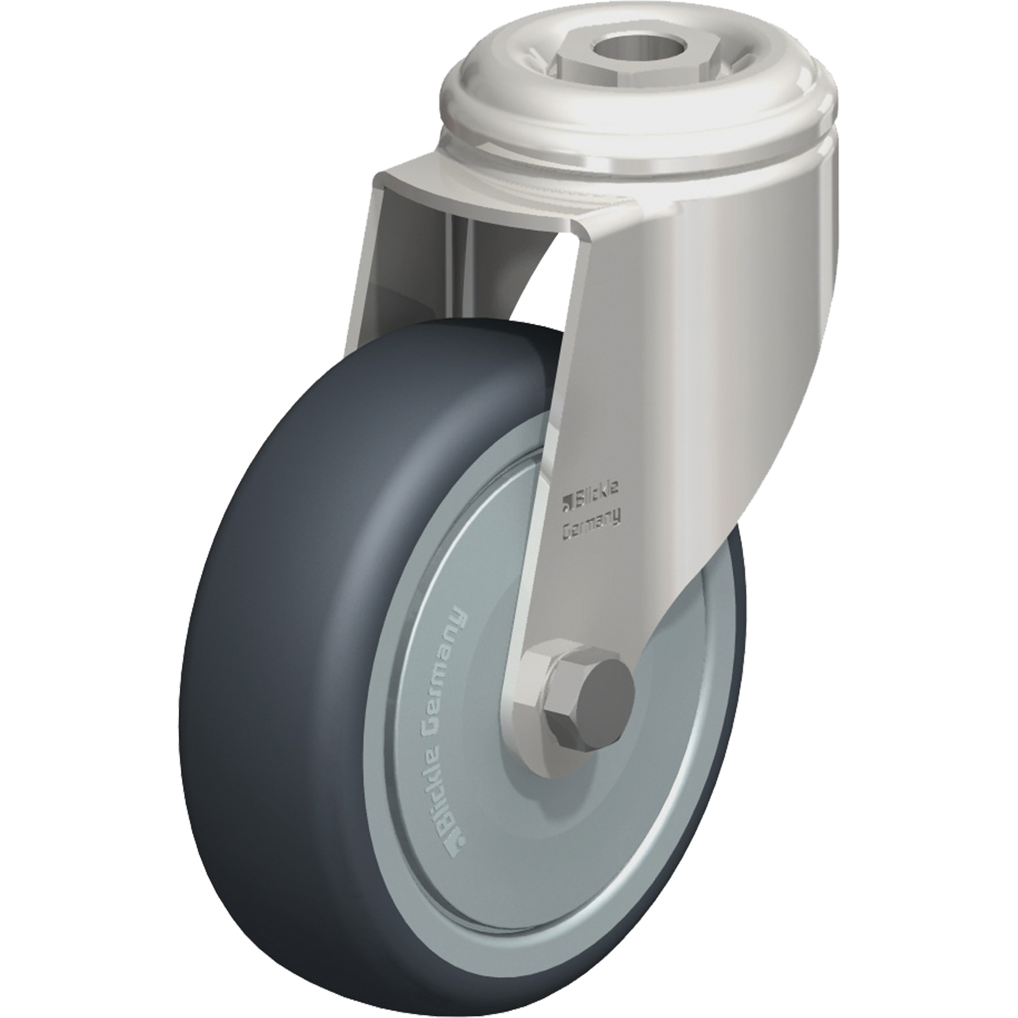 Roulette en élastomère thermoplastique acier inoxydable, Pivotant, Diamètre 4" (102 mm), Capacité 240 lb (108 kg)