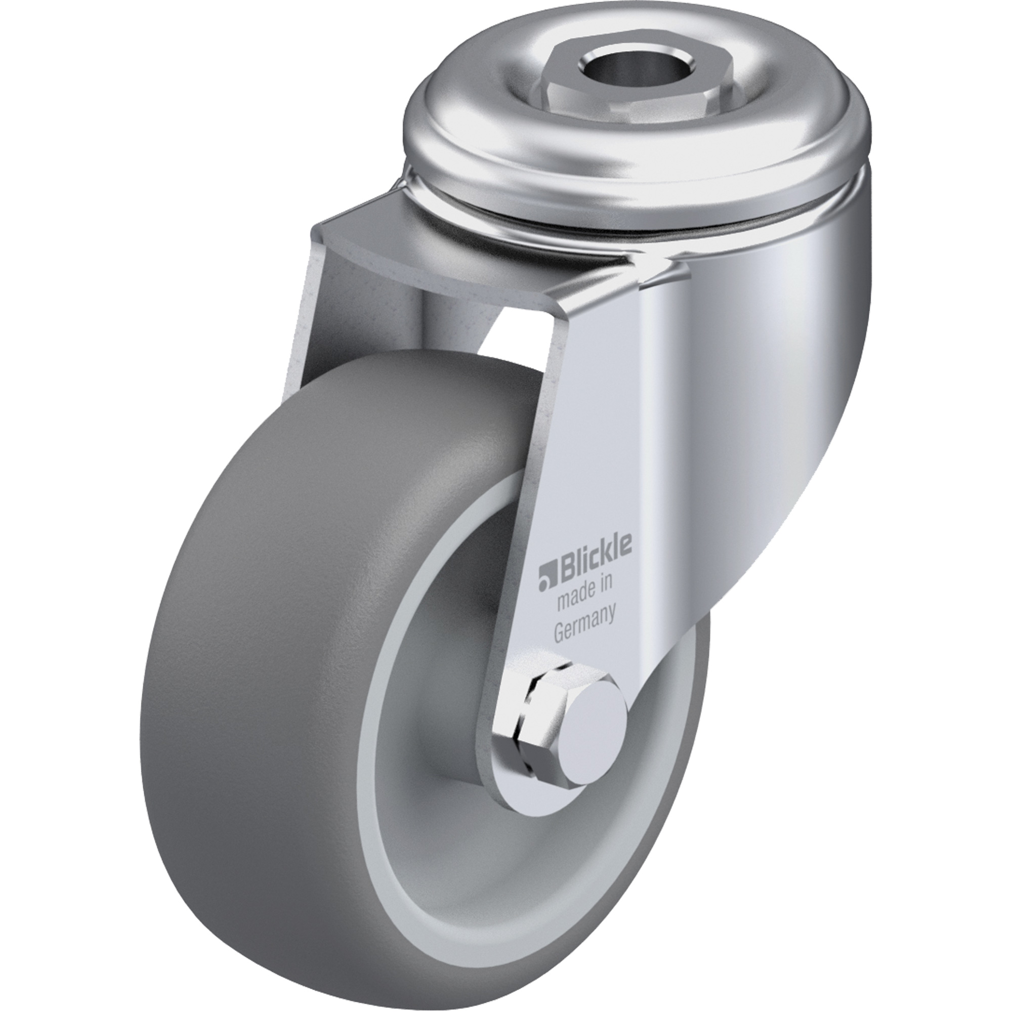 Roulette en élastomère thermoplastique de haute qualité, Pivotant, Diamètre 3-1/8" (79,5 mm), Capacité 220 lb (100 kg)