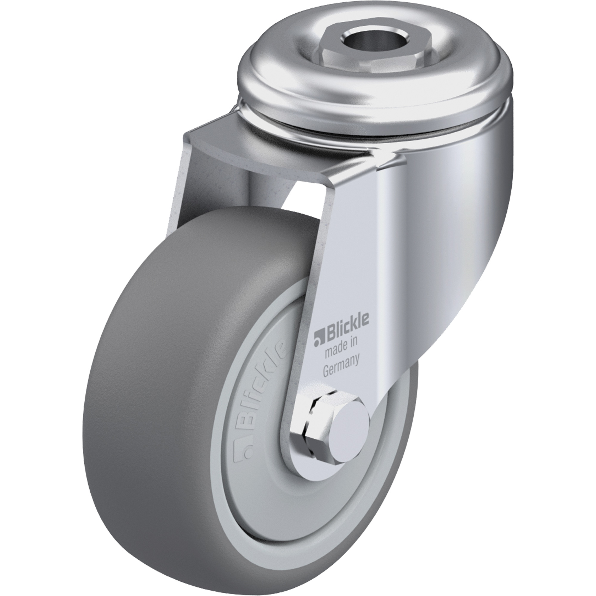 Roulette en élastomère thermoplastique de haute qualité, Pivotant, Diamètre 3-1/8" (79,5 mm), Capacité 220 lb (100 kg)