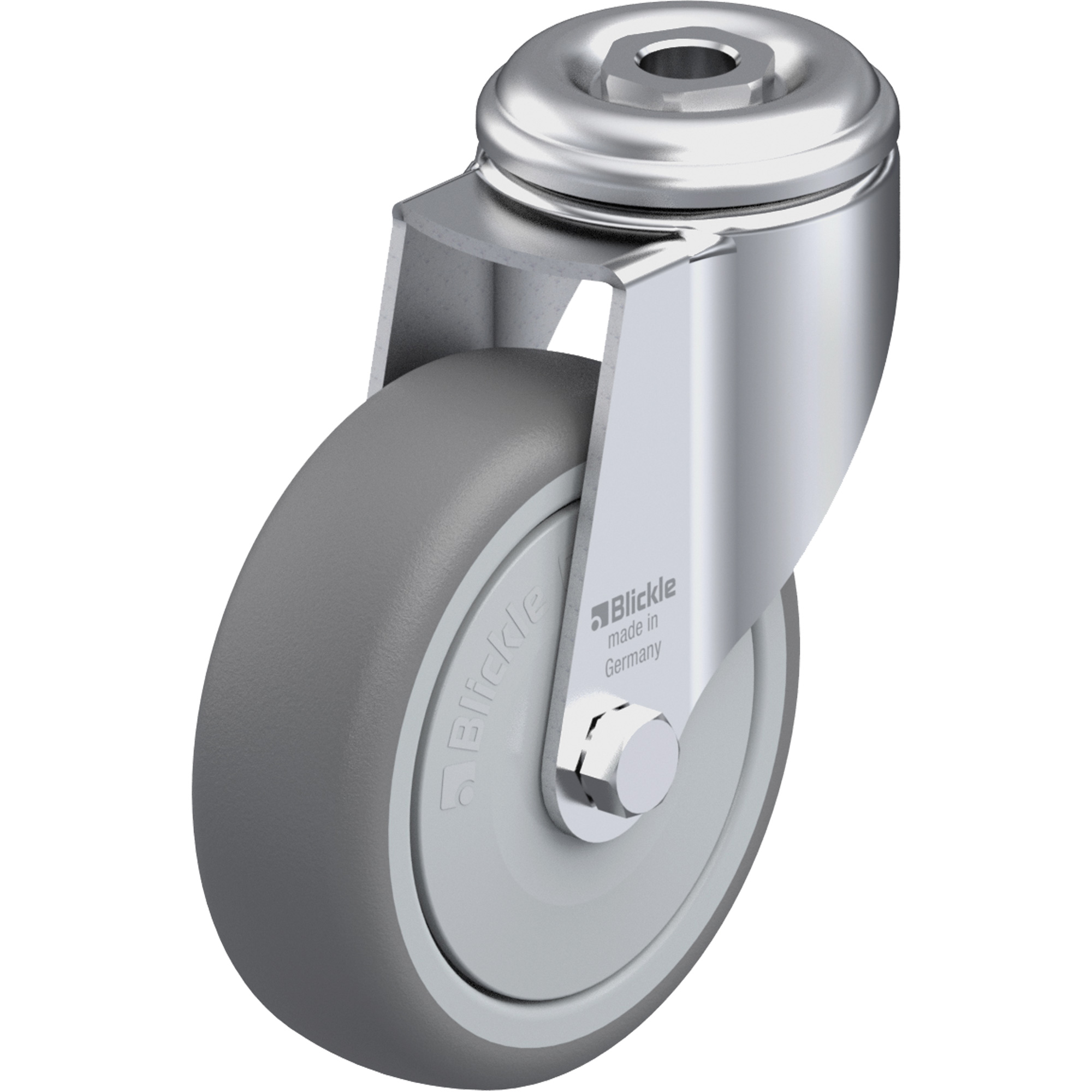 Roulette en élastomère thermoplastique de haute qualité, Pivotant, Diamètre 4" (102 mm), Capacité 240 lb (108 kg)