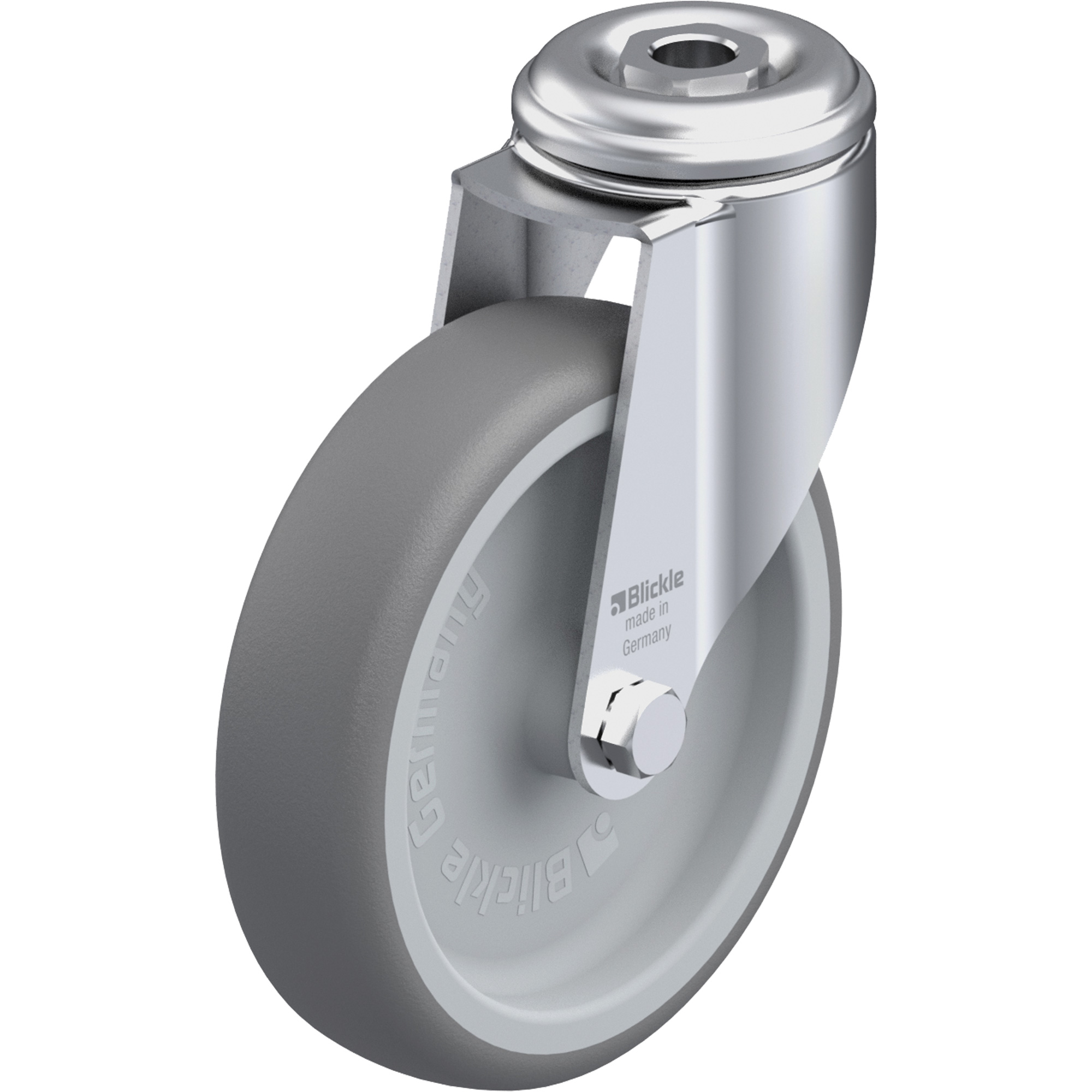 Roulette en élastomère thermoplastique de haute qualité, Pivotant, Diamètre 5" (127 mm), Capacité 265 lb (120 kg)