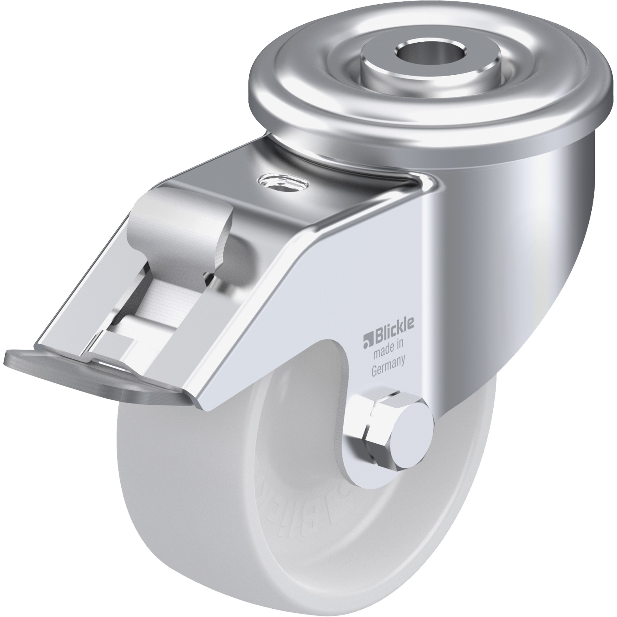 Roulette en nylon, Pivotant avec frein, Diamètre 3-1/8" (79,375 mm), Capacité 330 lb (149,685 kg)