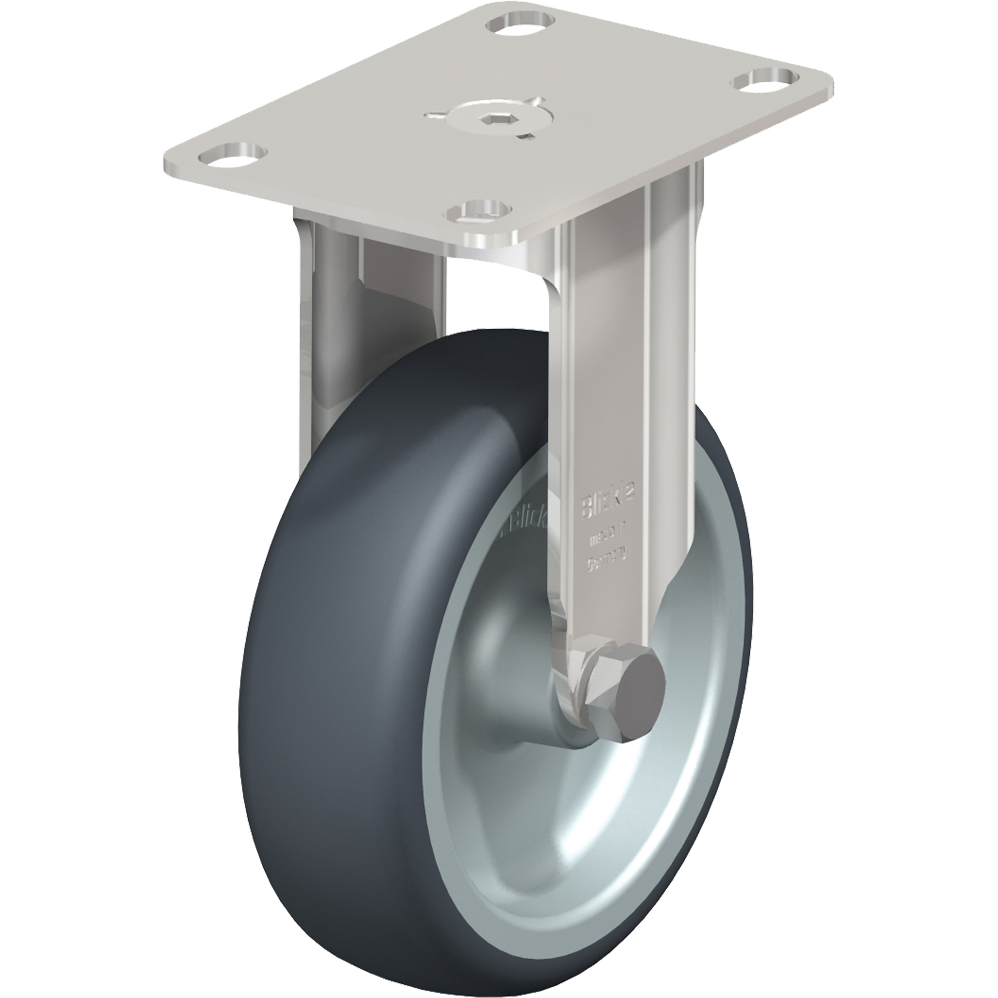 Roulette, Fixe, 4" (101,6 mm), Caoutchouc, 240 lb (108 kg)