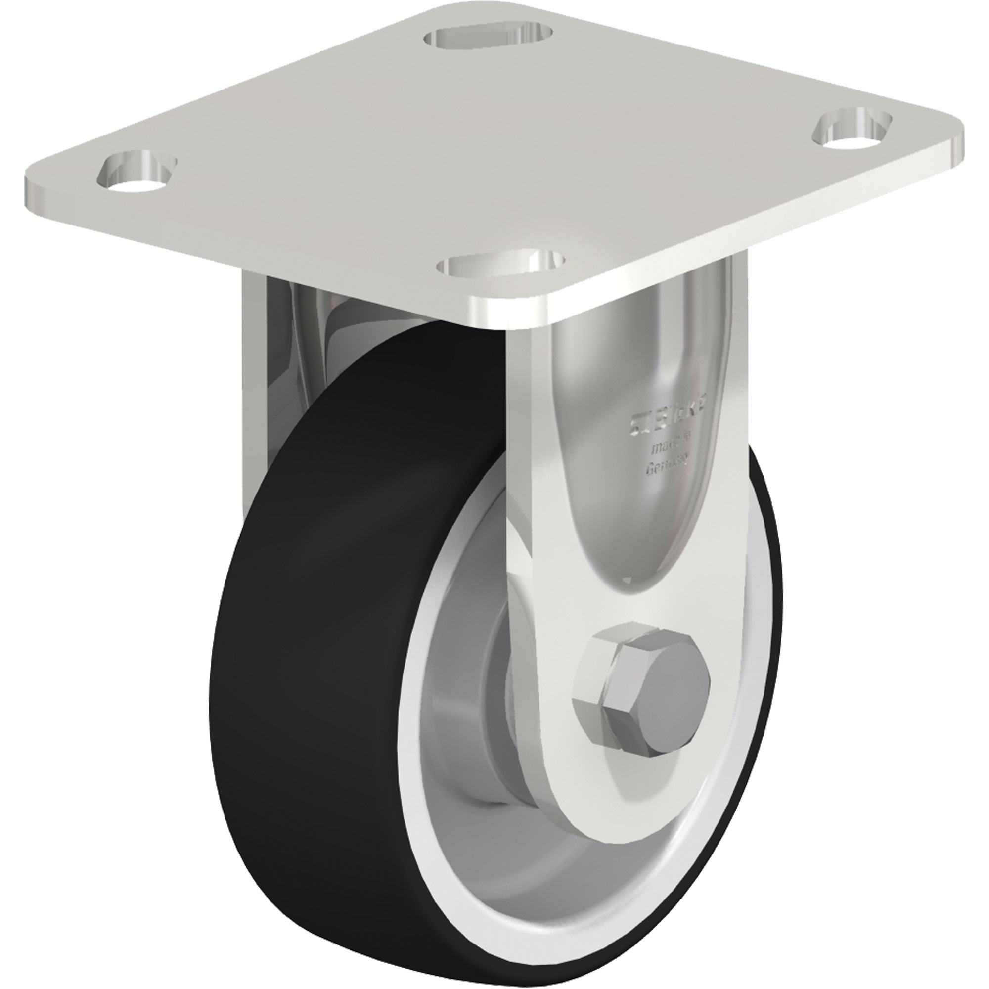 Roulette, Fixe, 4" (101,6 mm), Caoutchouc, 330 lb (150 kg)