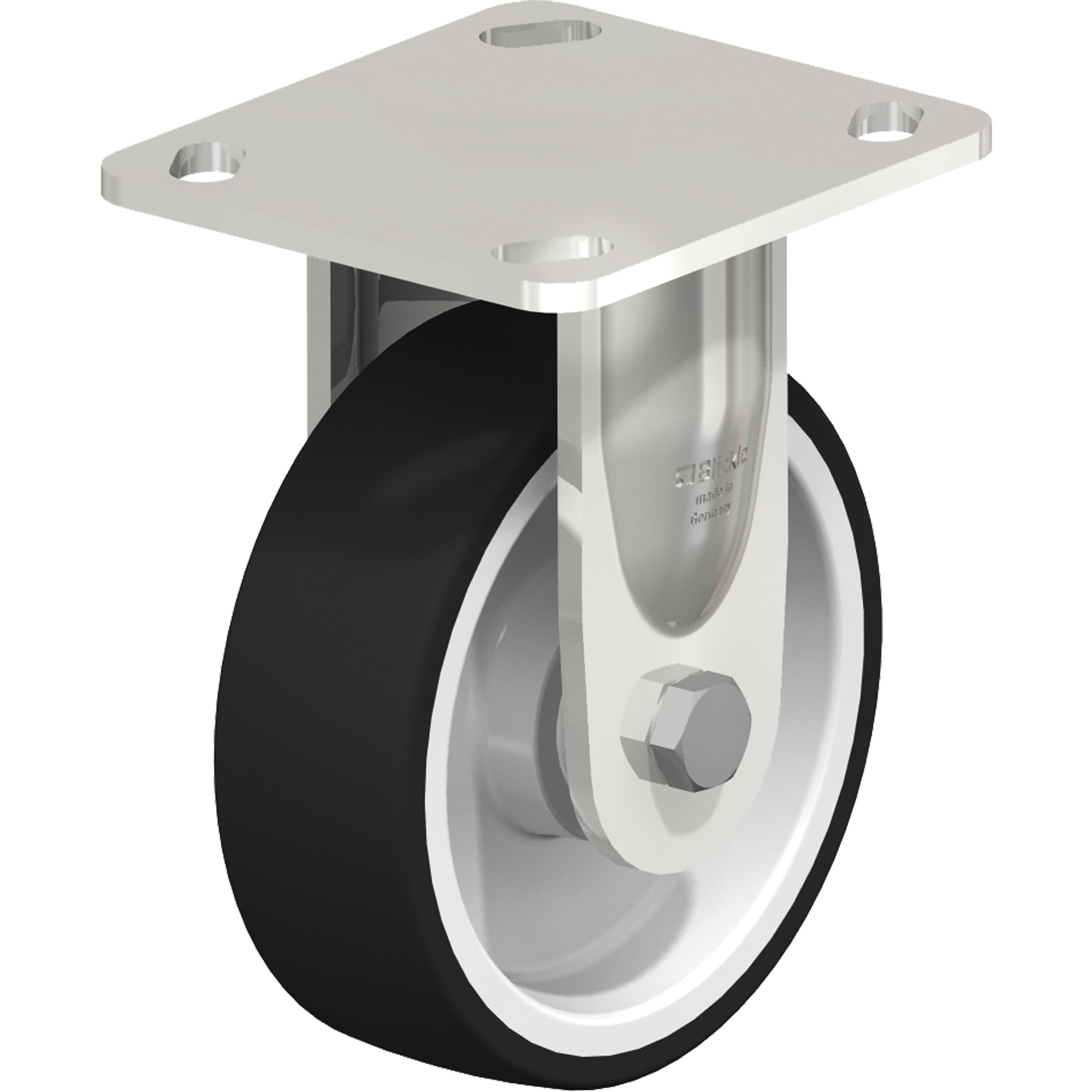 Roulette, Fixe, 5" (127 mm), Caoutchouc, 330 lb (150 kg)