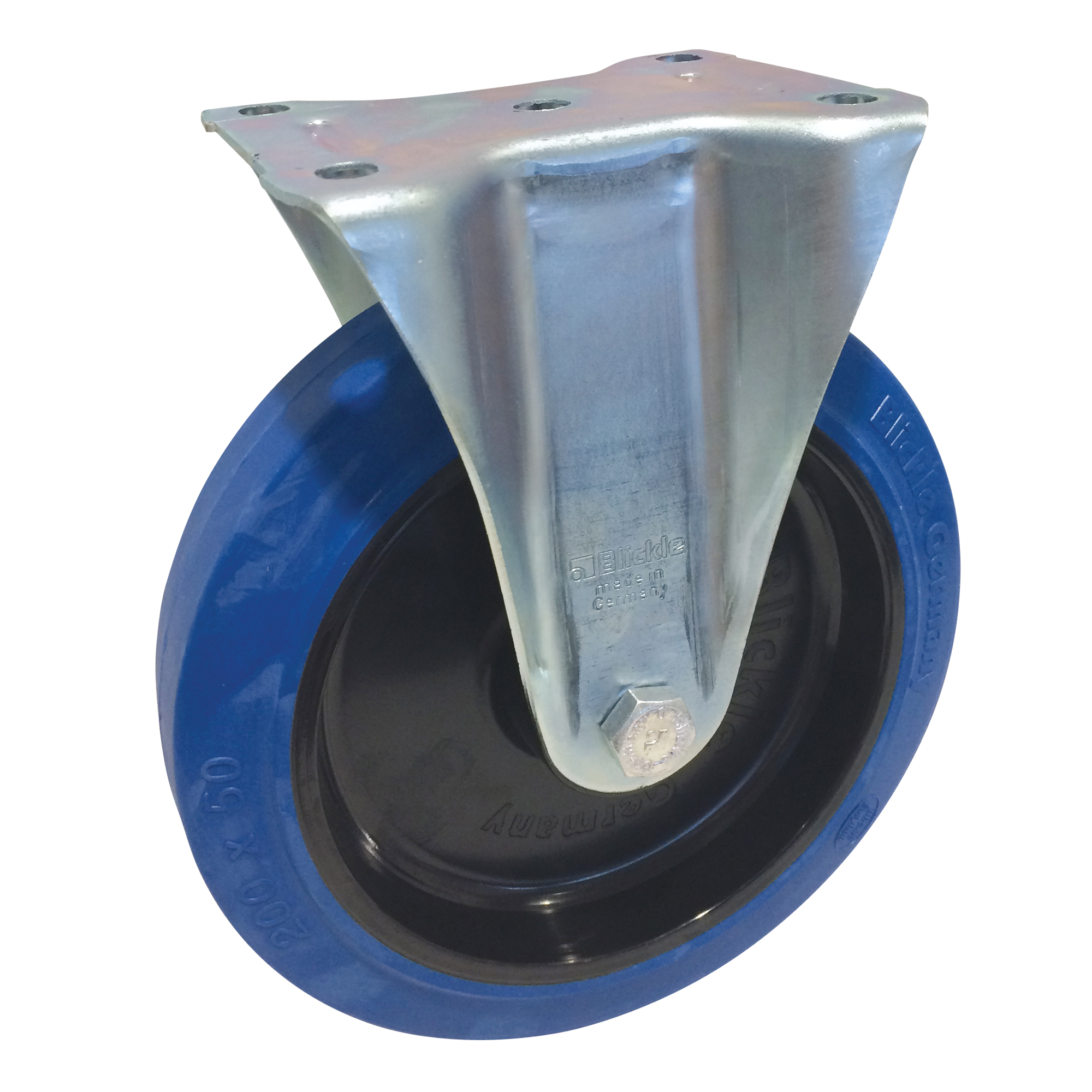 Roulette non-marquante, Fixe, 8" (203,2 mm), Caoutchouc, 440 lb (199,58 kg)