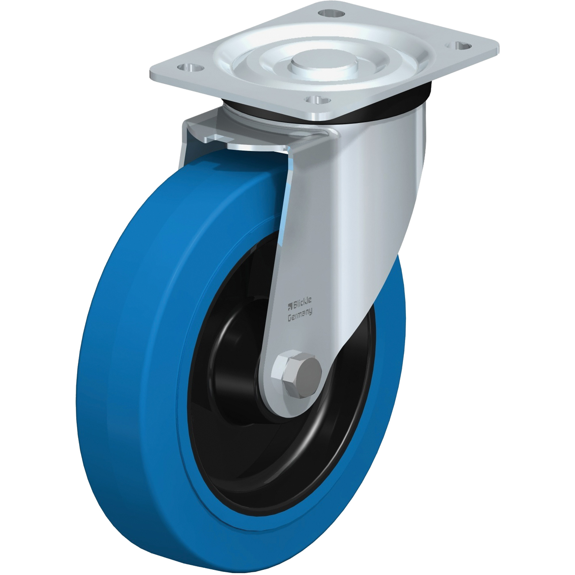 Roulette non-marquante, Fixe, 8" (203,2 mm), Caoutchouc, 440 lb (199,58 kg)