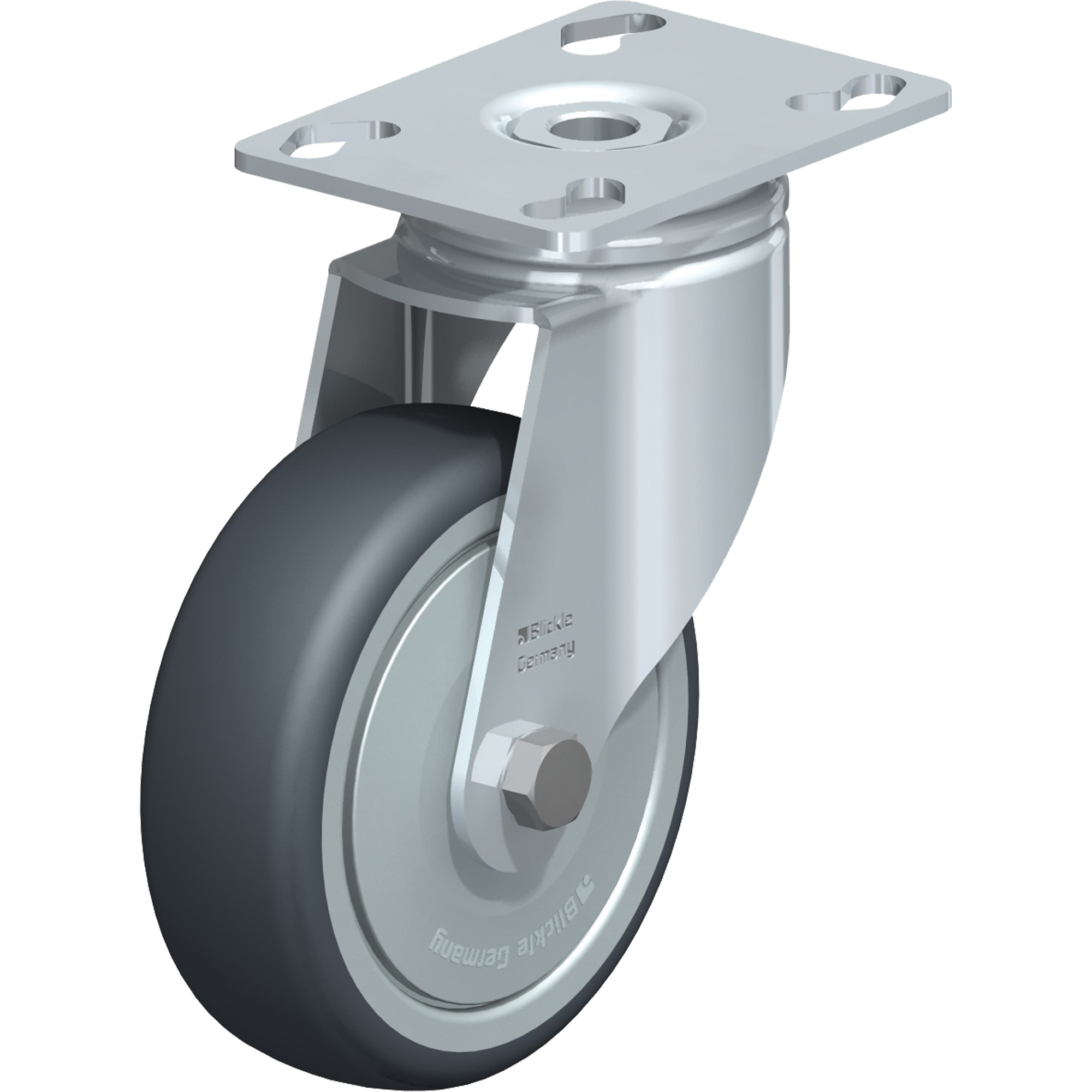 Roulette, Pivotant, 4" (101,6 mm), Caoutchouc thermoplastique, 200 lb (91 kg)