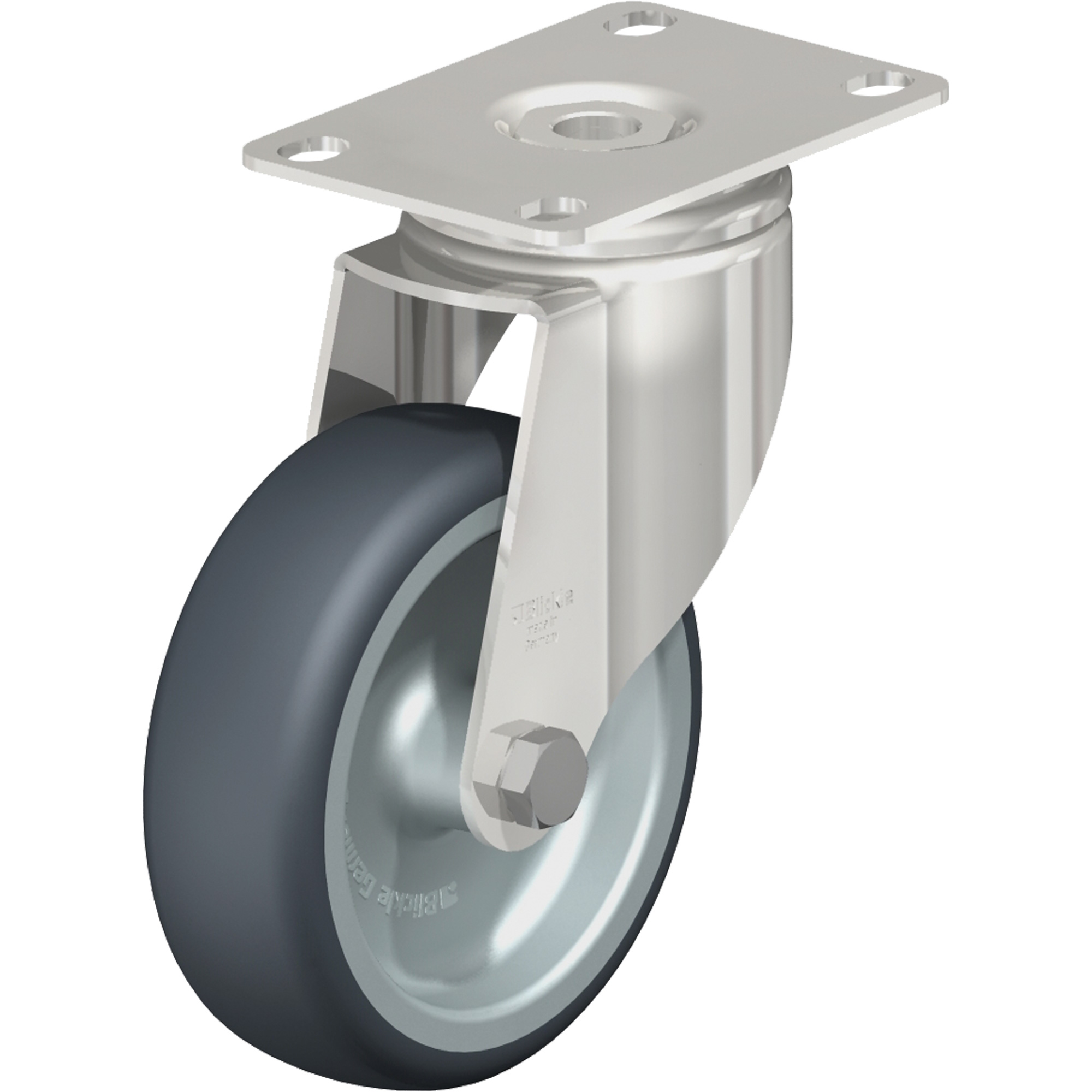 Roulette, Pivotant, 4" (101,6 mm), Élastomère de caoutchouc thermoplastique, 240 lb (108 kg)