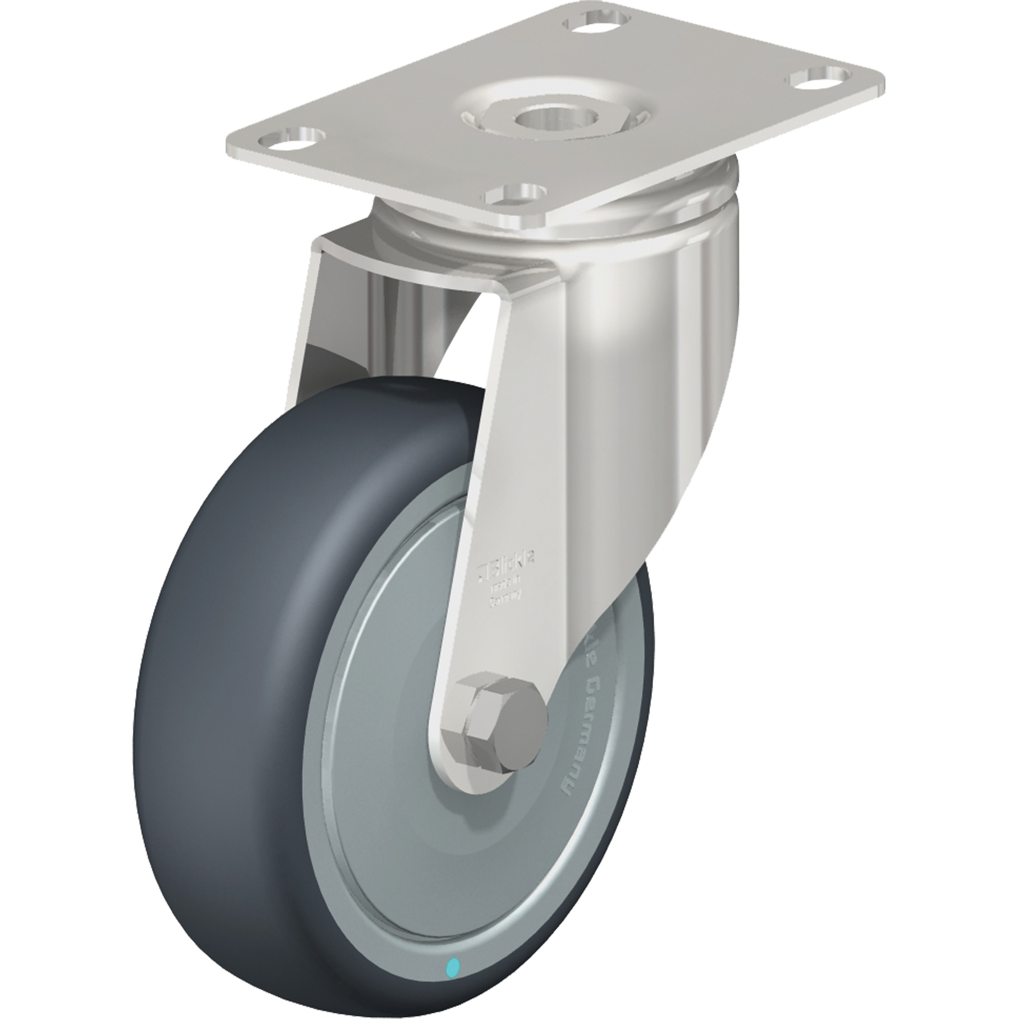 Roulette, Pivotant, 4" (101,6 mm), Élastomère de caoutchouc thermoplastique, 240 lb (108 kg)