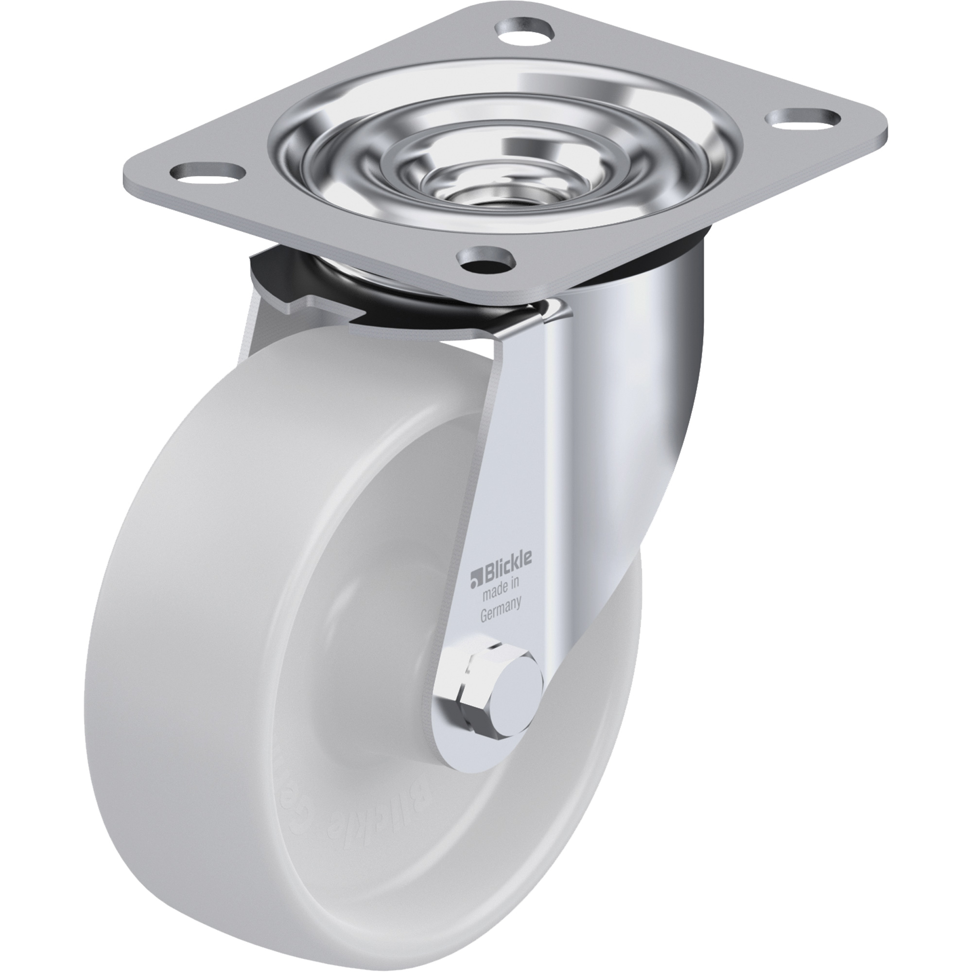 Roulette, Pivotant, 4" (101,6 mm), Nylon, 330 lb (150 kg)