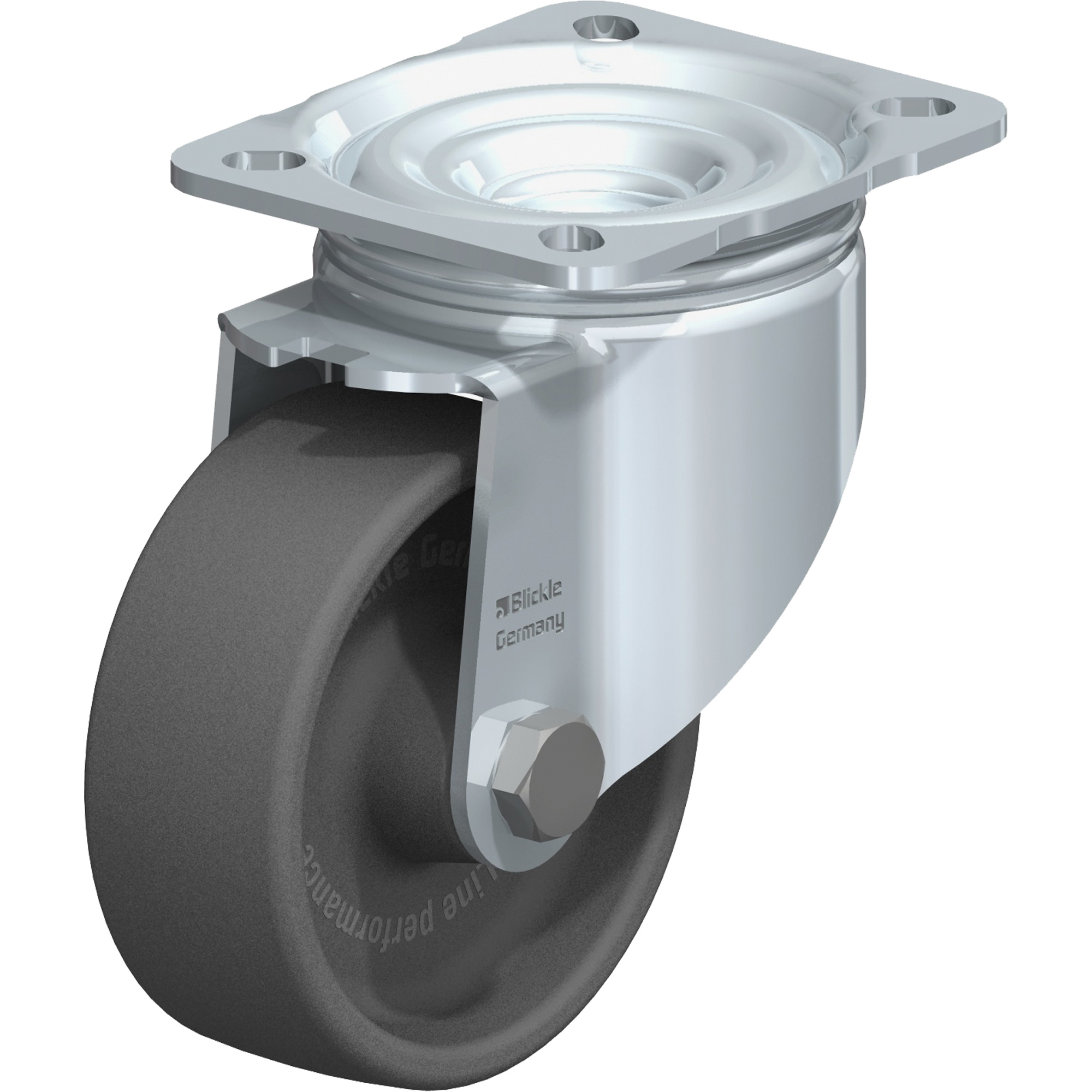 Roulette, Pivotant, 4" (101,6 mm), Thermoplastique résistant à la chaleur,