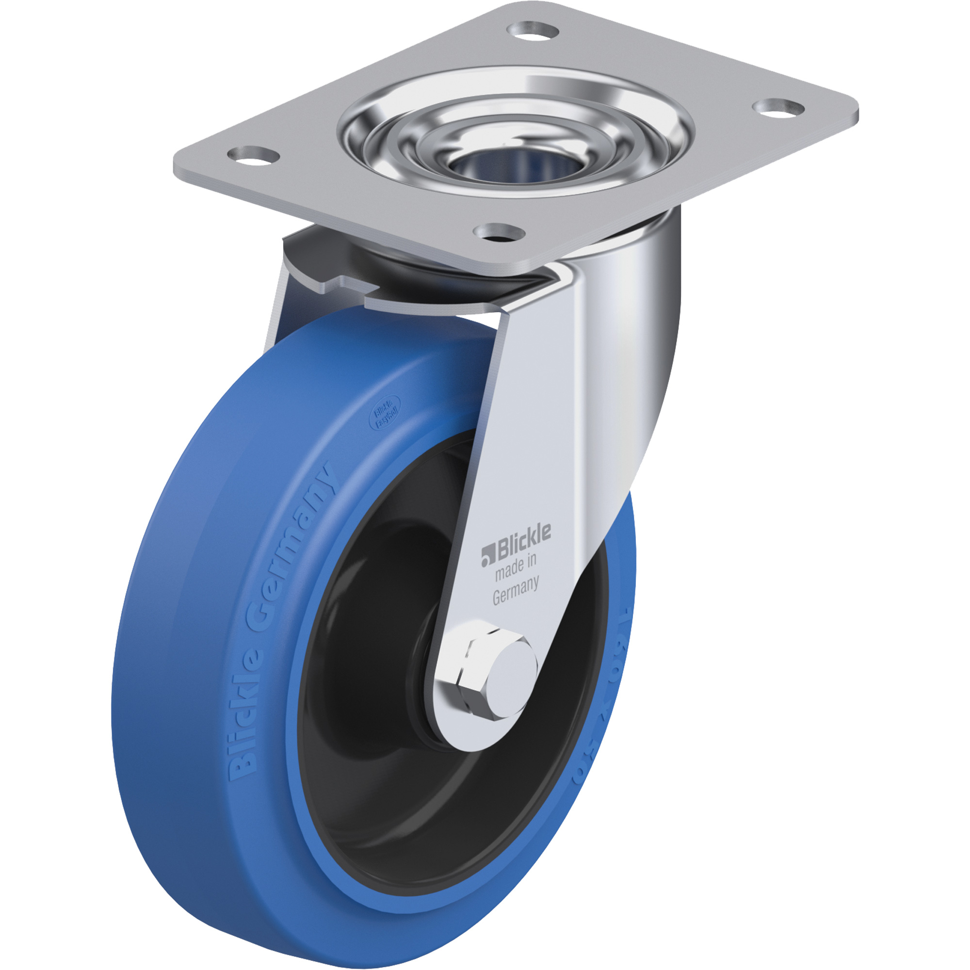 Roulette, Pivotant, 6-5/16" (160,3375 mm), Caoutchouc rigide, 660 lb (300 kg)