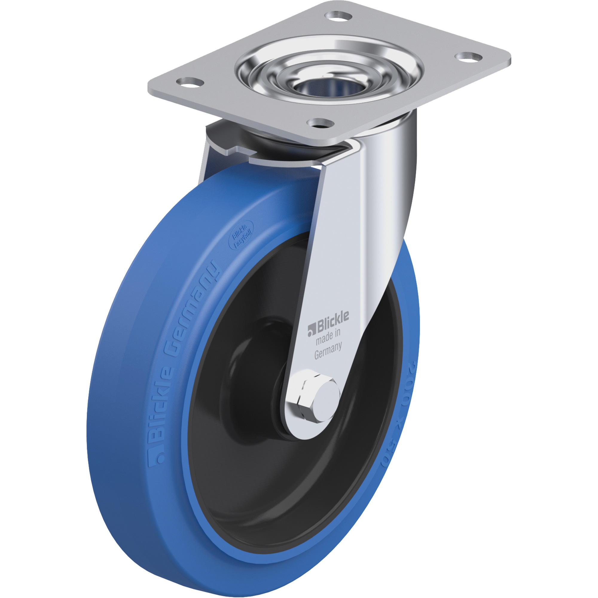Roulette, Pivotant, 7-7/8" (200 mm), Caoutchouc rigide, 660 lb (300 kg)