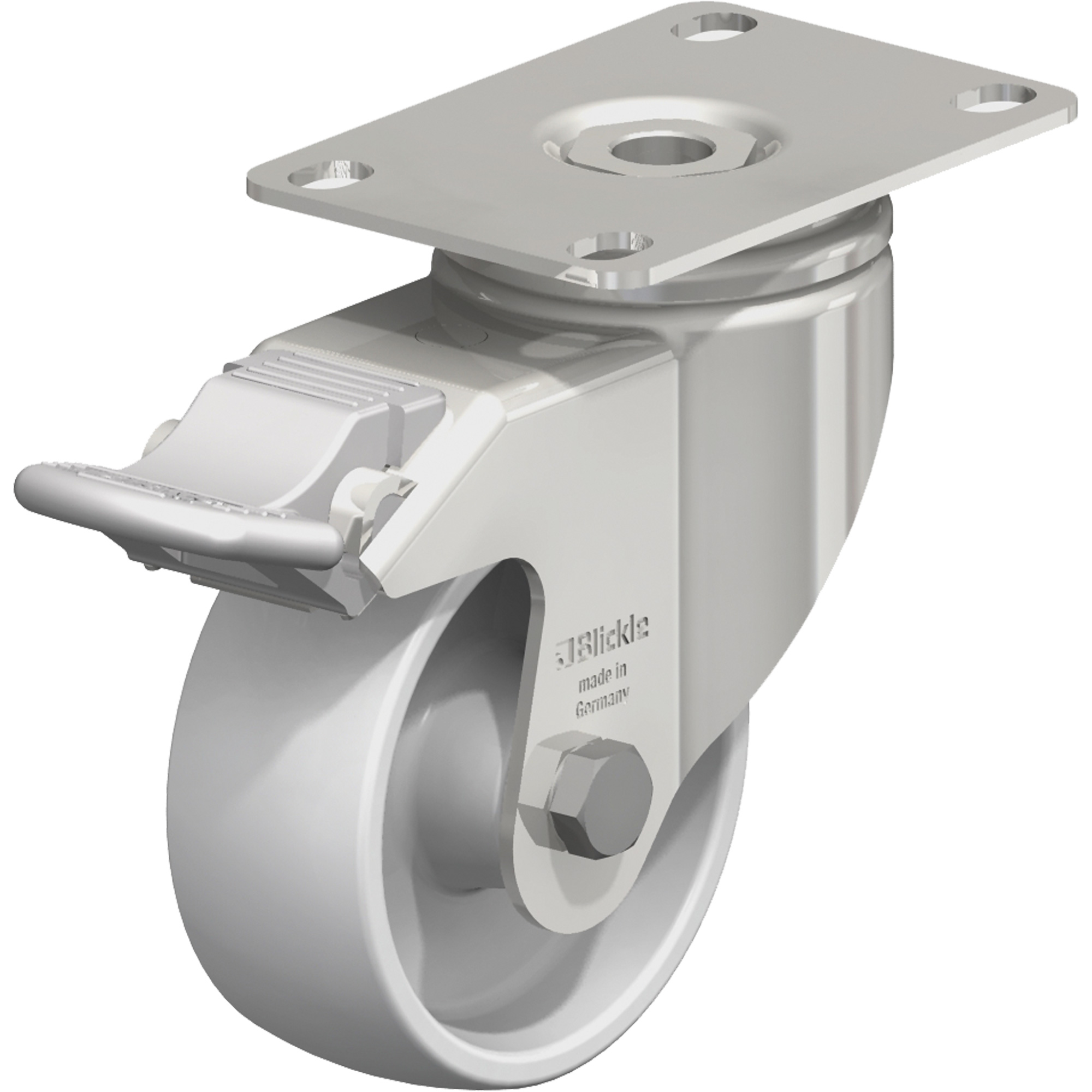 Roulette, Pivotant avec frein, 3-1/8" (79,5 mm), Nylon, 265 lb (120 kg)