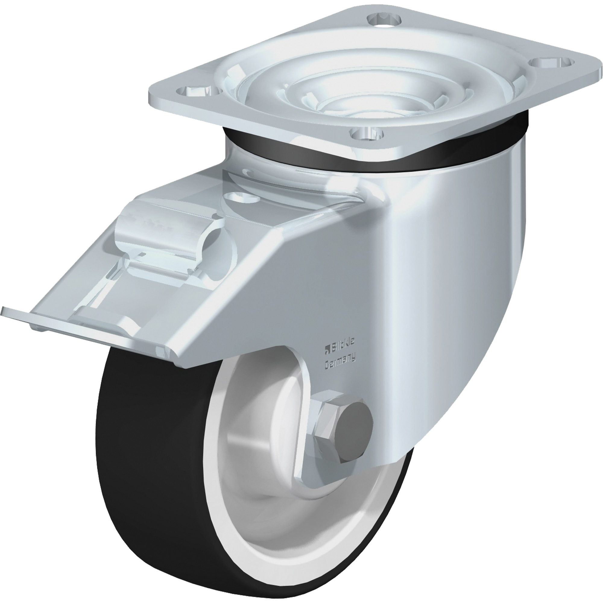 Roulette, Pivotant avec frein, 4" (101,6 mm), Polyuréthane, 660 lb (300 kg)