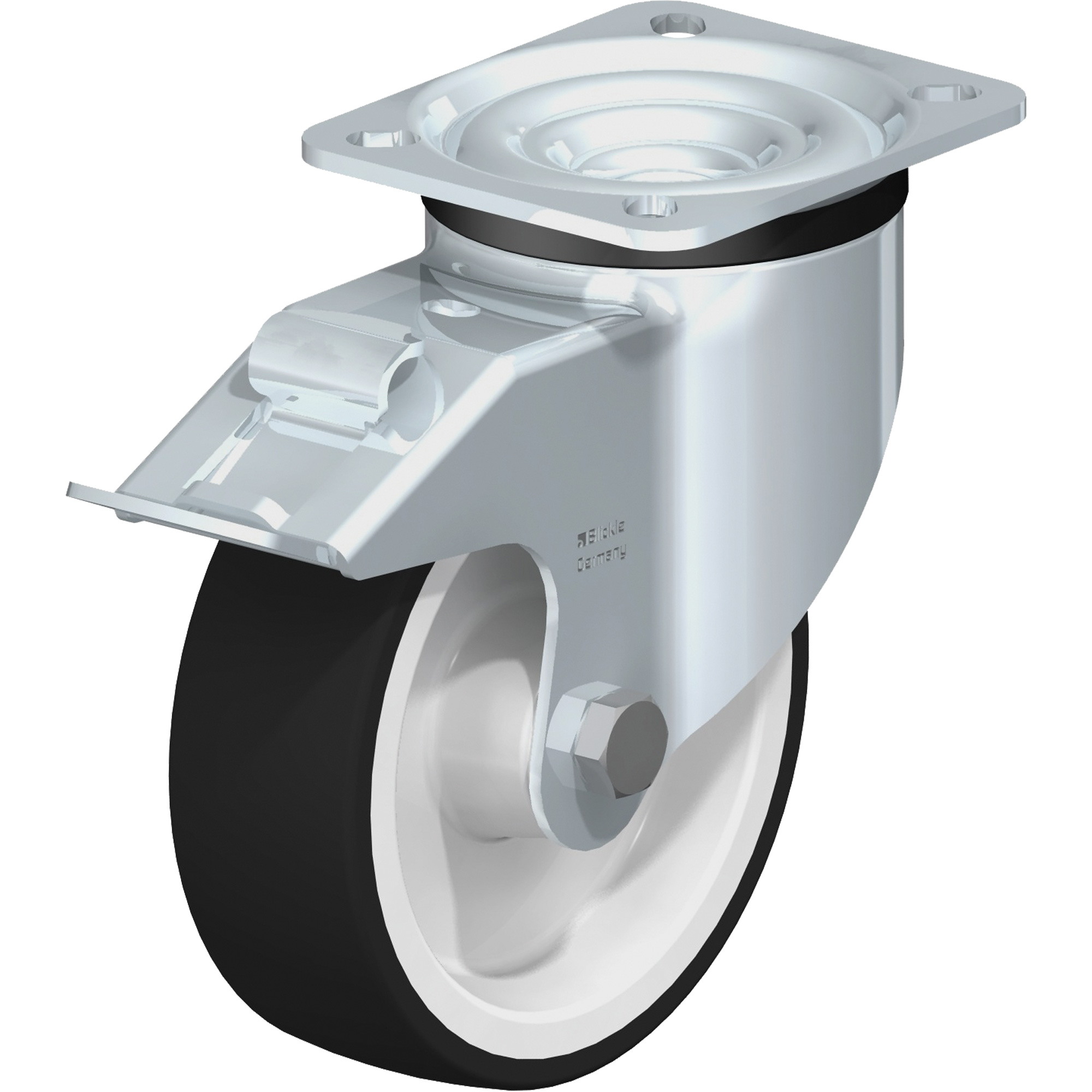 Roulette, Pivotant avec frein, 5" (127 mm), Polyuréthane, 770 lb (349 kg)