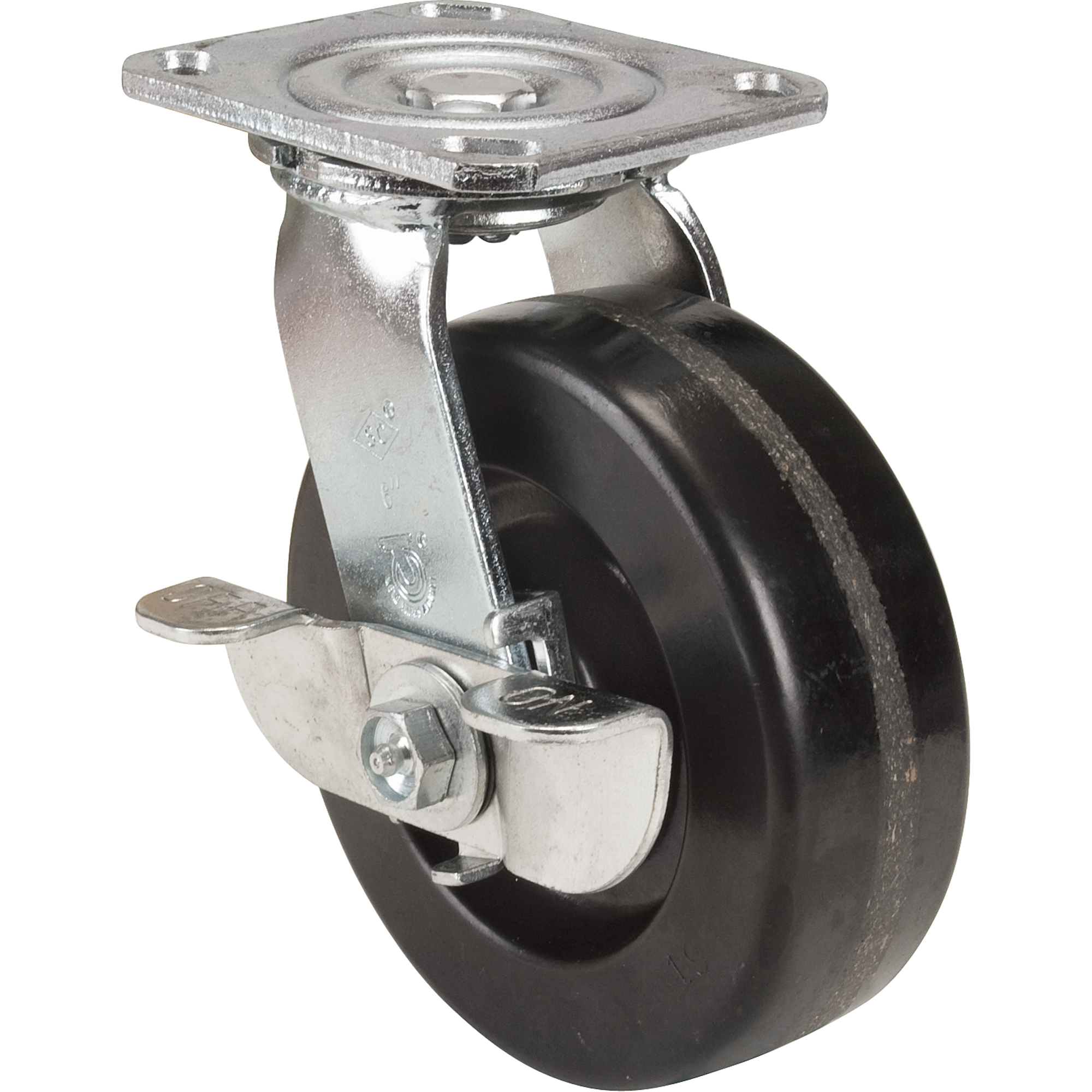 Roulette, Pivotant avec frein, 6" (152,4 mm), Phénolique, 900 lb (408 kg)