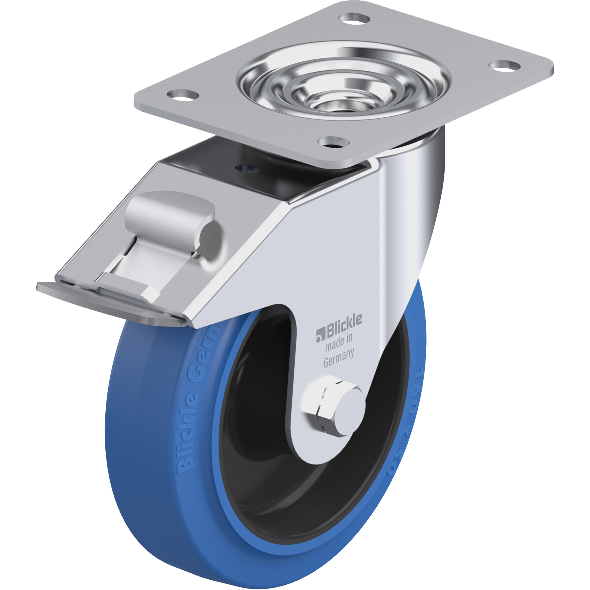 Roulette, Pivotant avec frein, 6-5/16" (160,3375 mm), Caoutchouc rigide, 660 lb (300 kg)