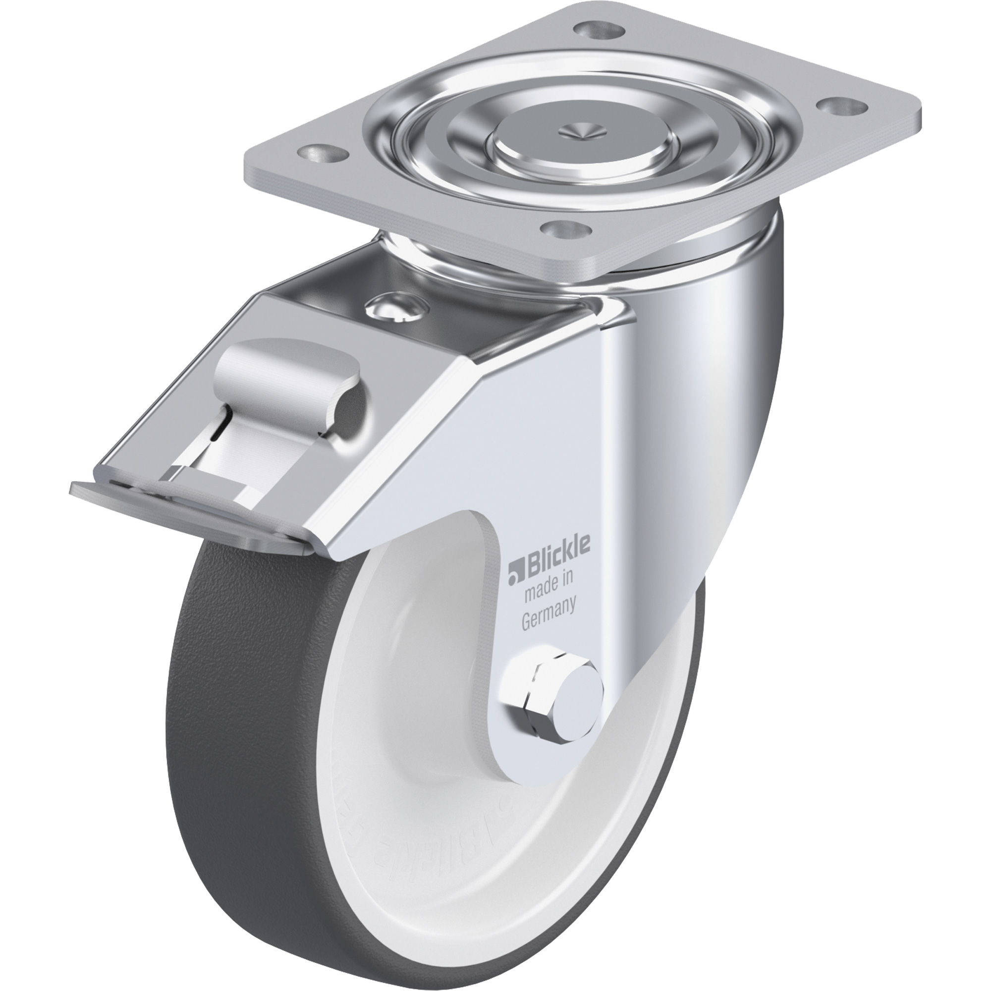 Roulette, Pivotant avec frein, 6-5/16" (160,3375 mm), Polyuréthane, 880 lb (400 kg)