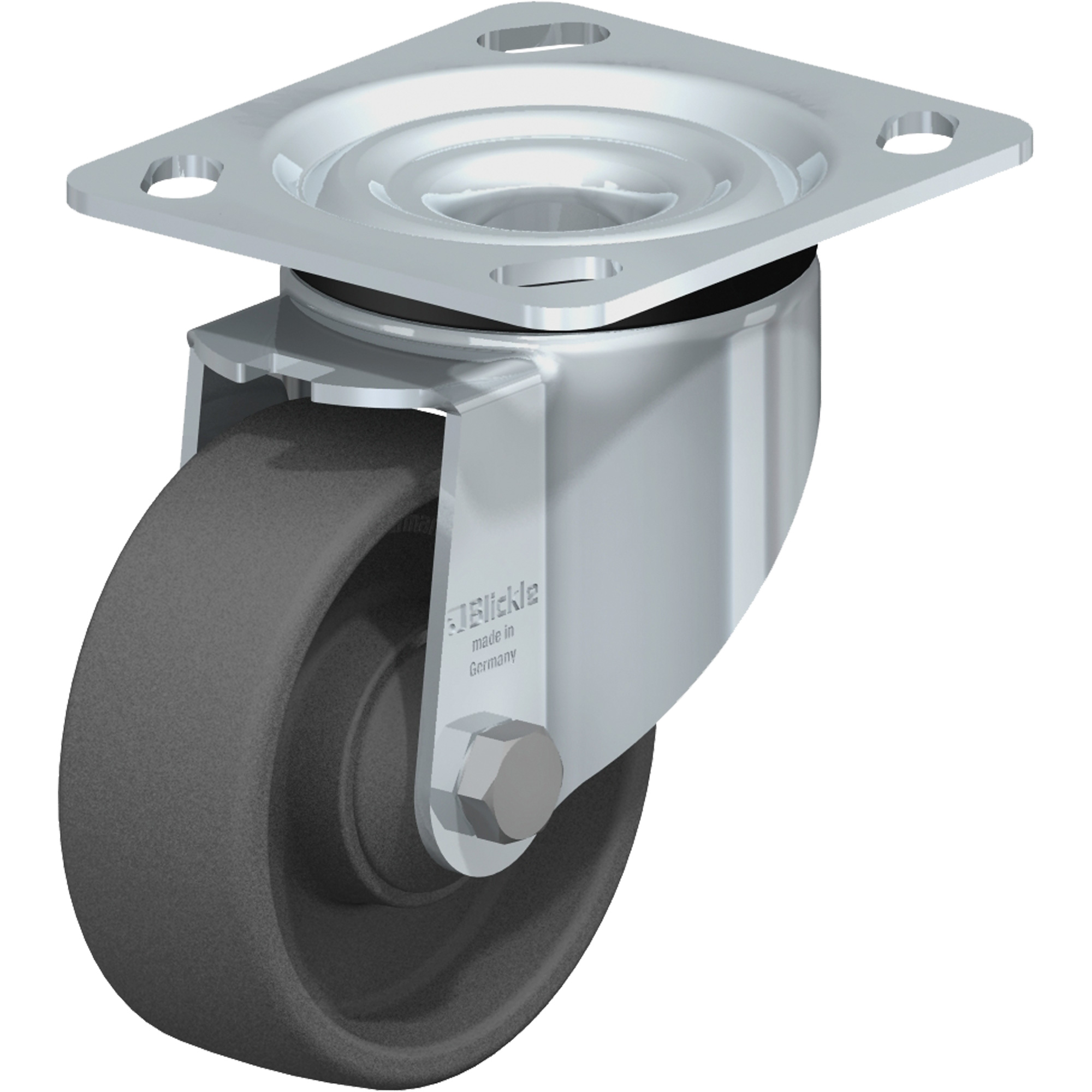 Roulette résistant aux chocs, Pivotant, 4" (101,6 mm), Nylon, 615 lb (280 kg)
