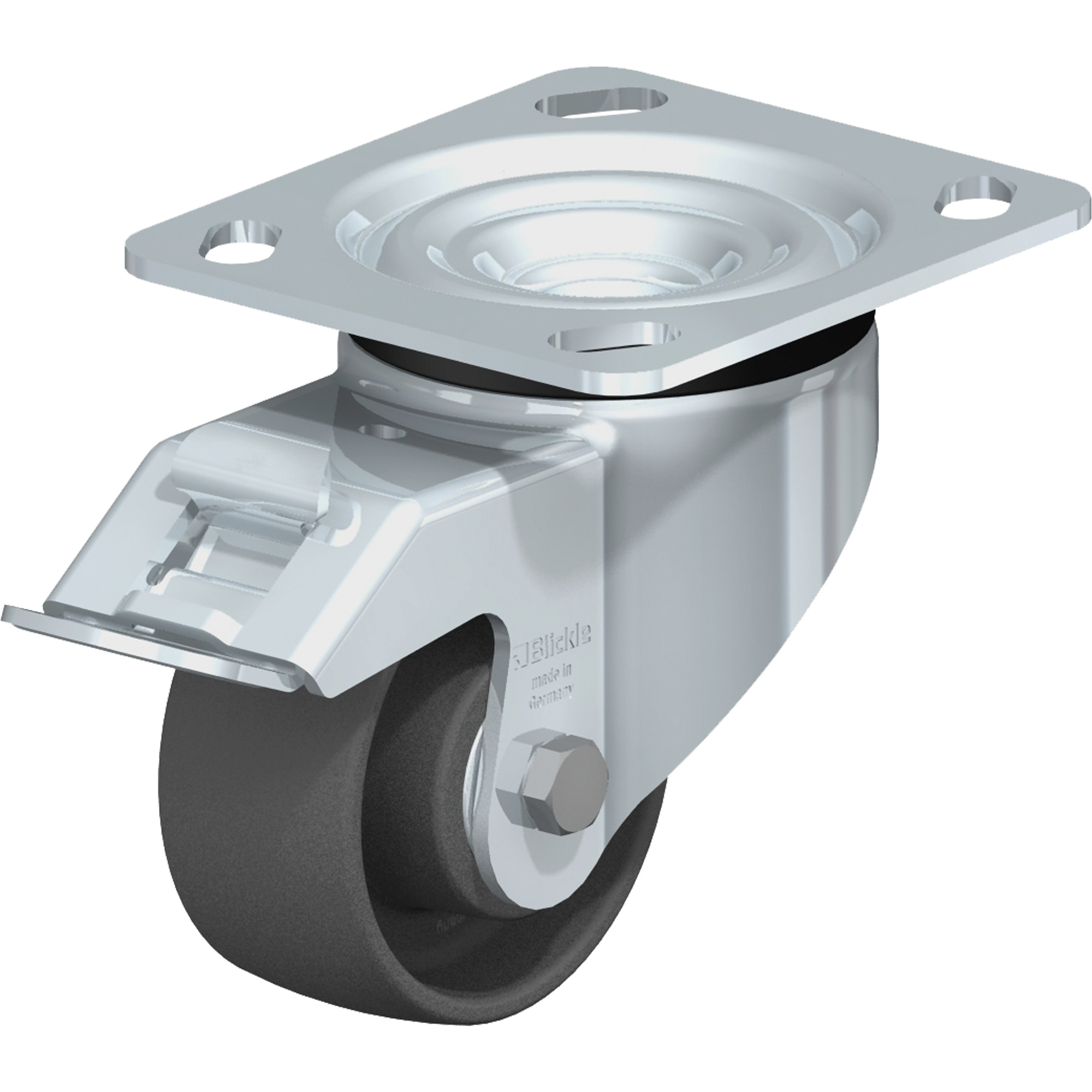 Roulette résistant aux chocs, Pivotant avec frein, 3-1/8" (79,5 mm), Nylon, 350 lb (158,8 kg)