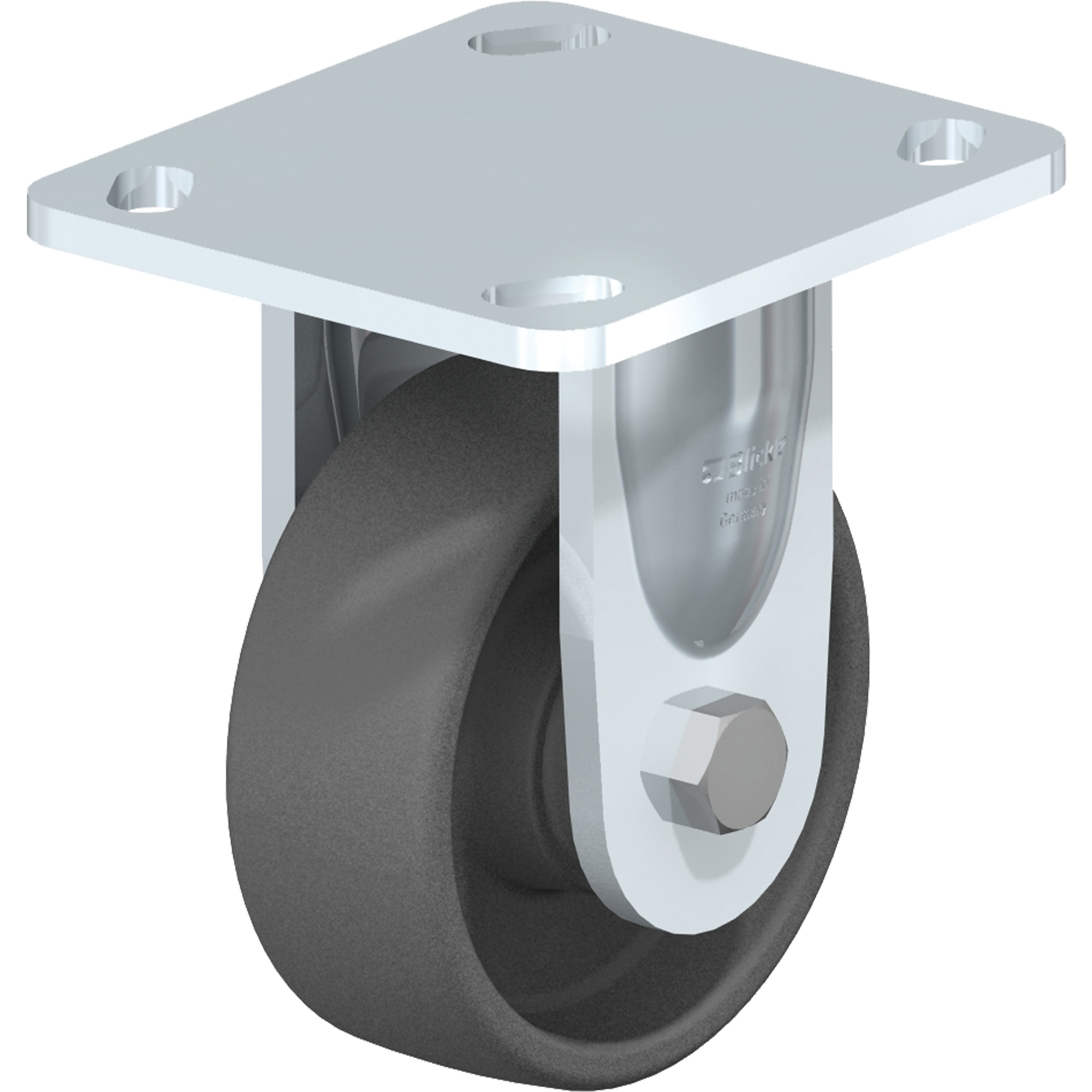 Roulette résistante aux chocs, Fixe, 4" (101,6 mm), Nylon, 615 lb (280 kg)