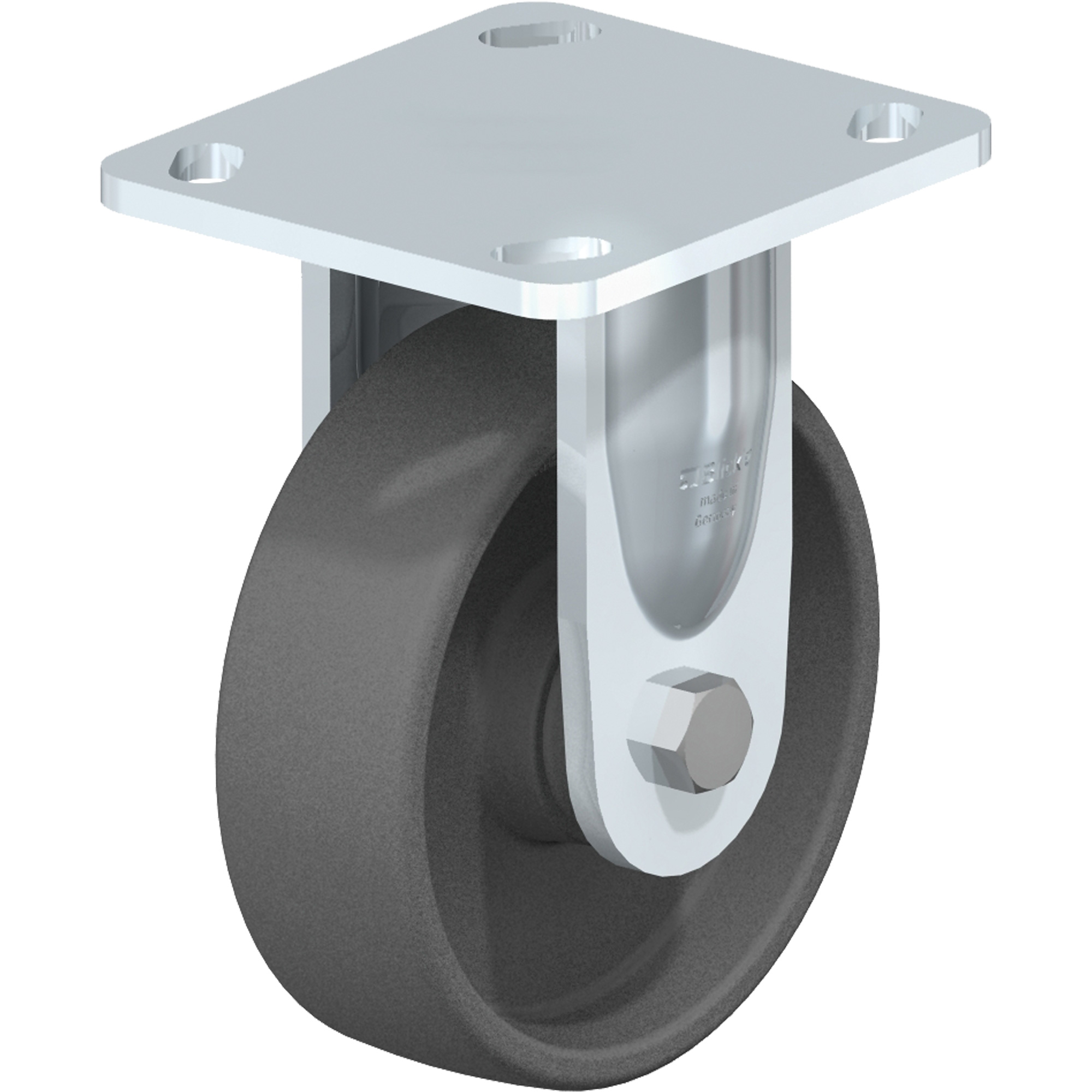 Roulette résistante aux chocs, Fixe, 5" (127 mm), Nylon, 660 lb (300 kg)