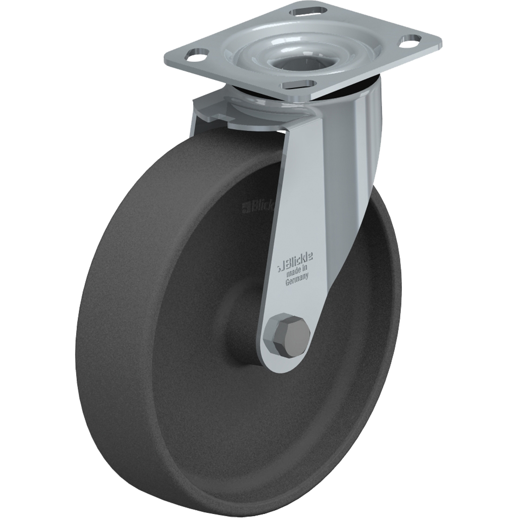 Roulette résistante aux chocs, Pivotant, 8" (203,2 mm), Nylon, 660 lb (300 kg)