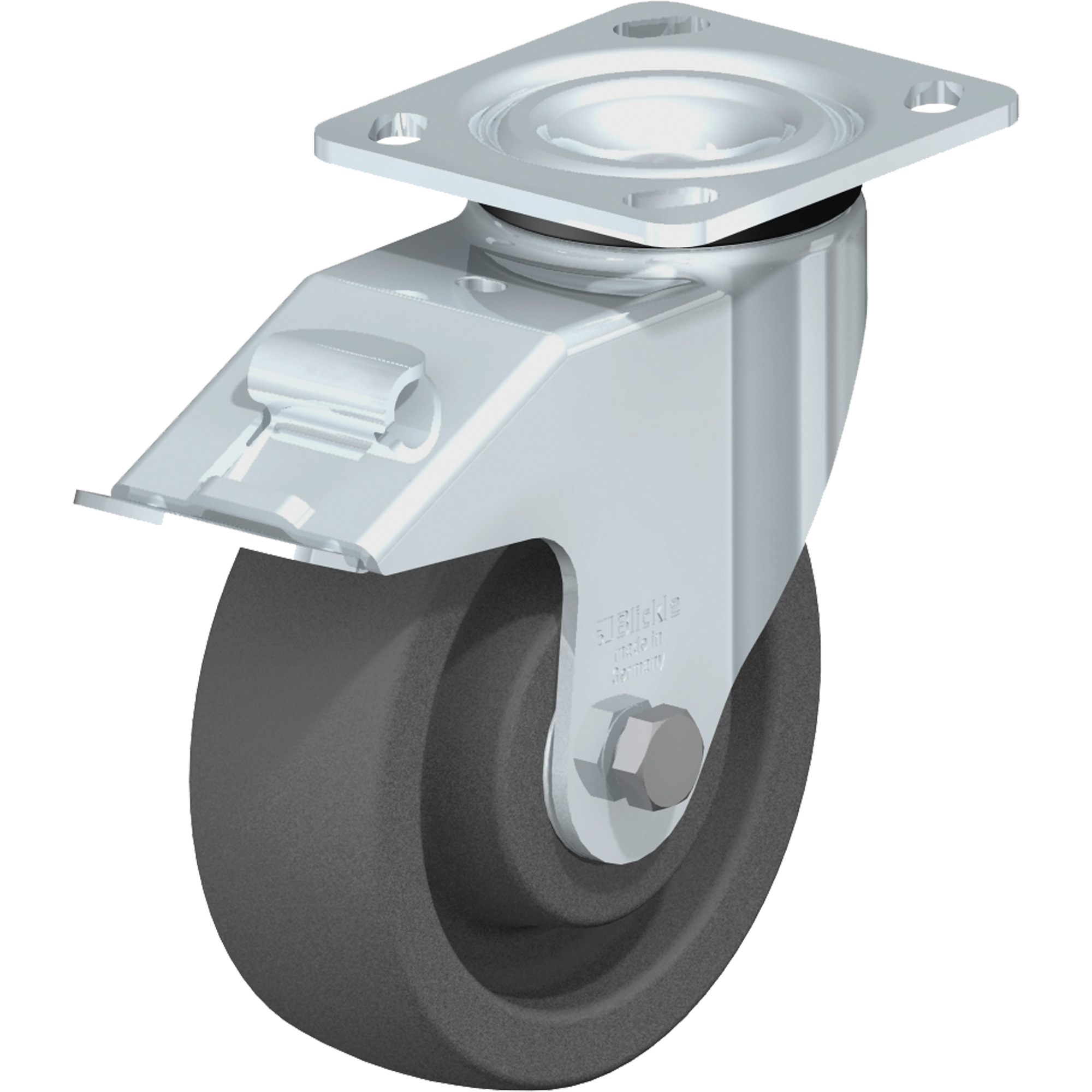 Roulette résistante aux chocs, Pivotant avec frein, 6" (152,4 mm), Nylon, 1250 lb (567 kg)