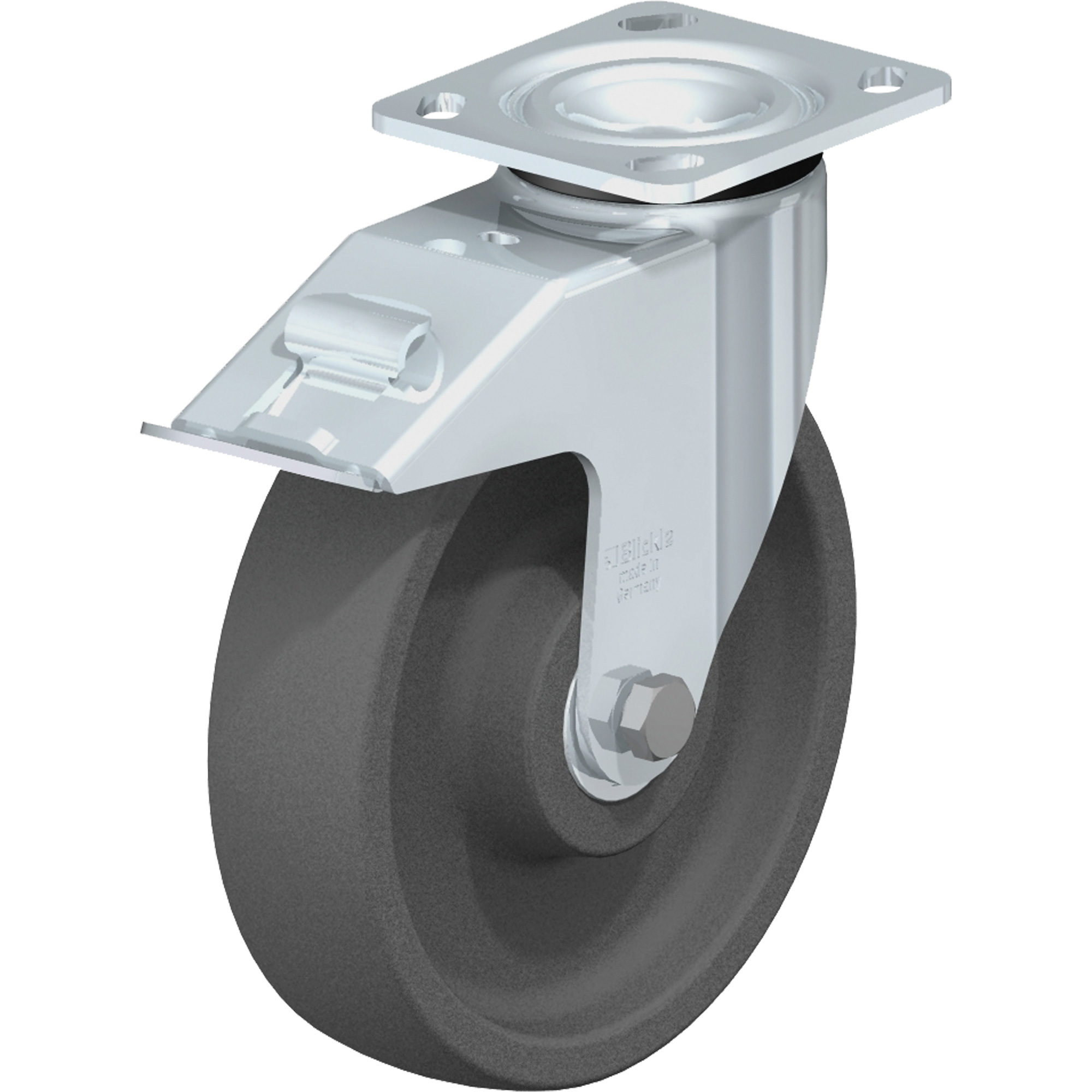 Roulette résistante aux chocs, Pivotant avec frein, 8" (203,2 mm), Nylon, 1250 lb (567 kg)
