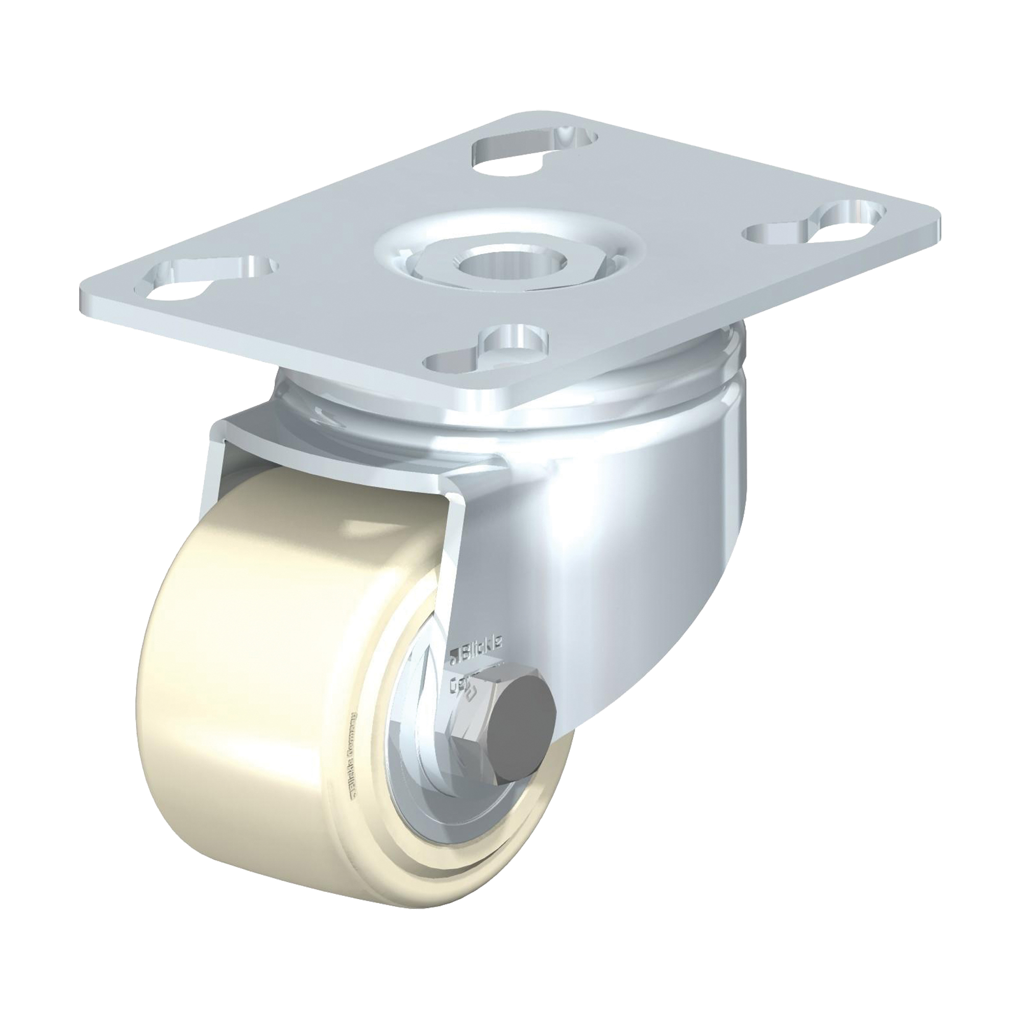 Roulette surbaissée, Pivotant, 2" (51 mm), Nylon, 330 lb (150 kg)