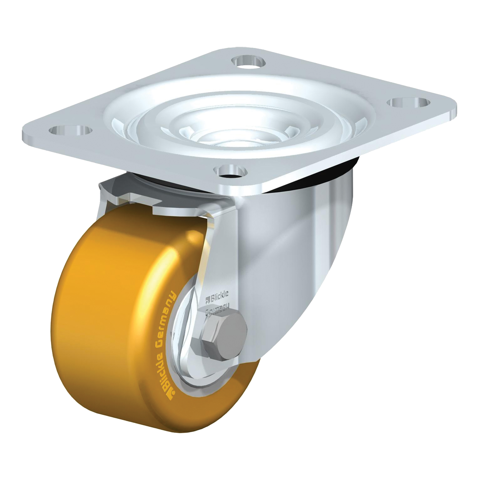 Roulette surbaissée, Pivotant, 2" (51 mm), Polyuréthane, 440 lb (199,58 kg)