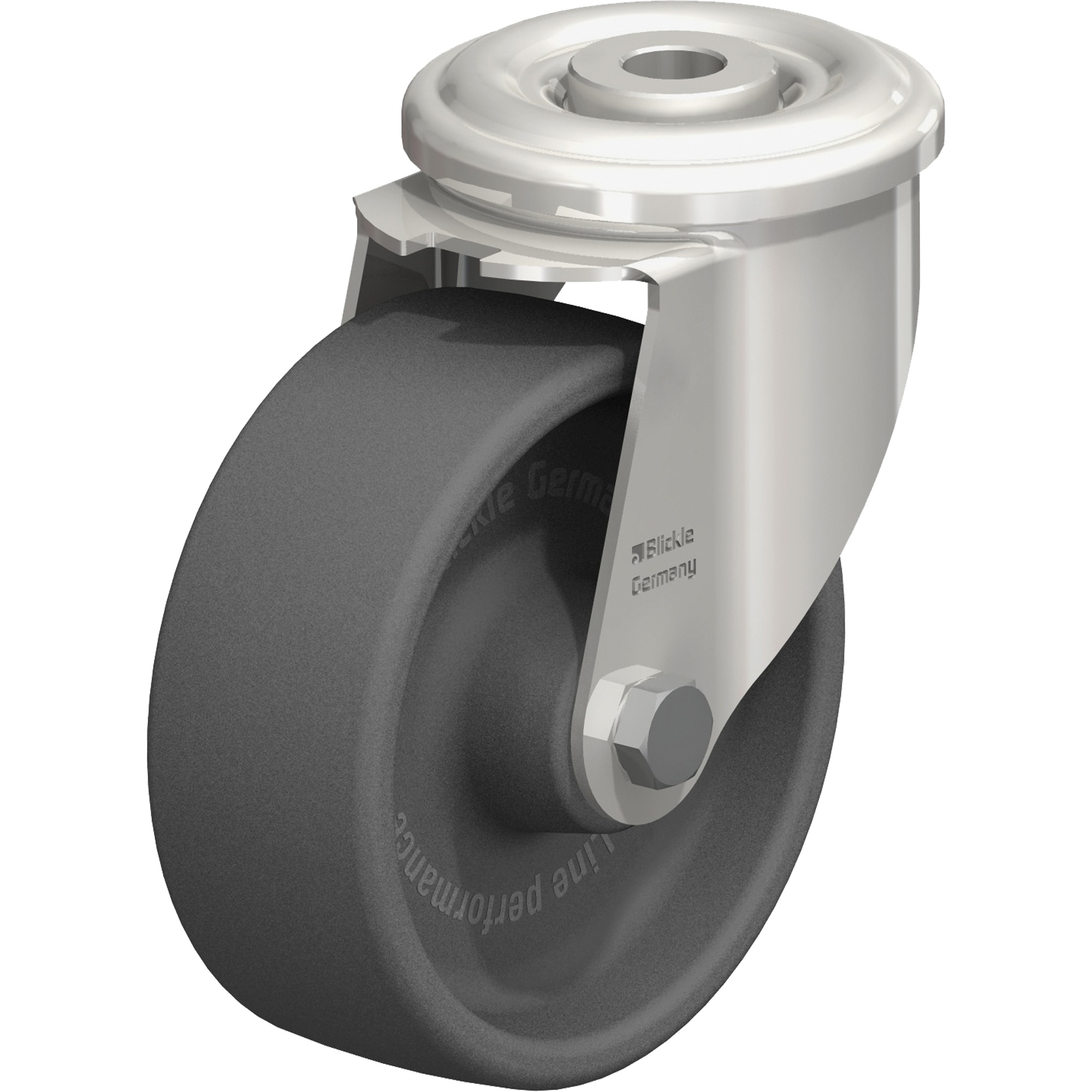Roulette thermoplastique résistante à la chaleur, Pivotant, Diamètre 4", Capacité 330 lb (149,685 kg)