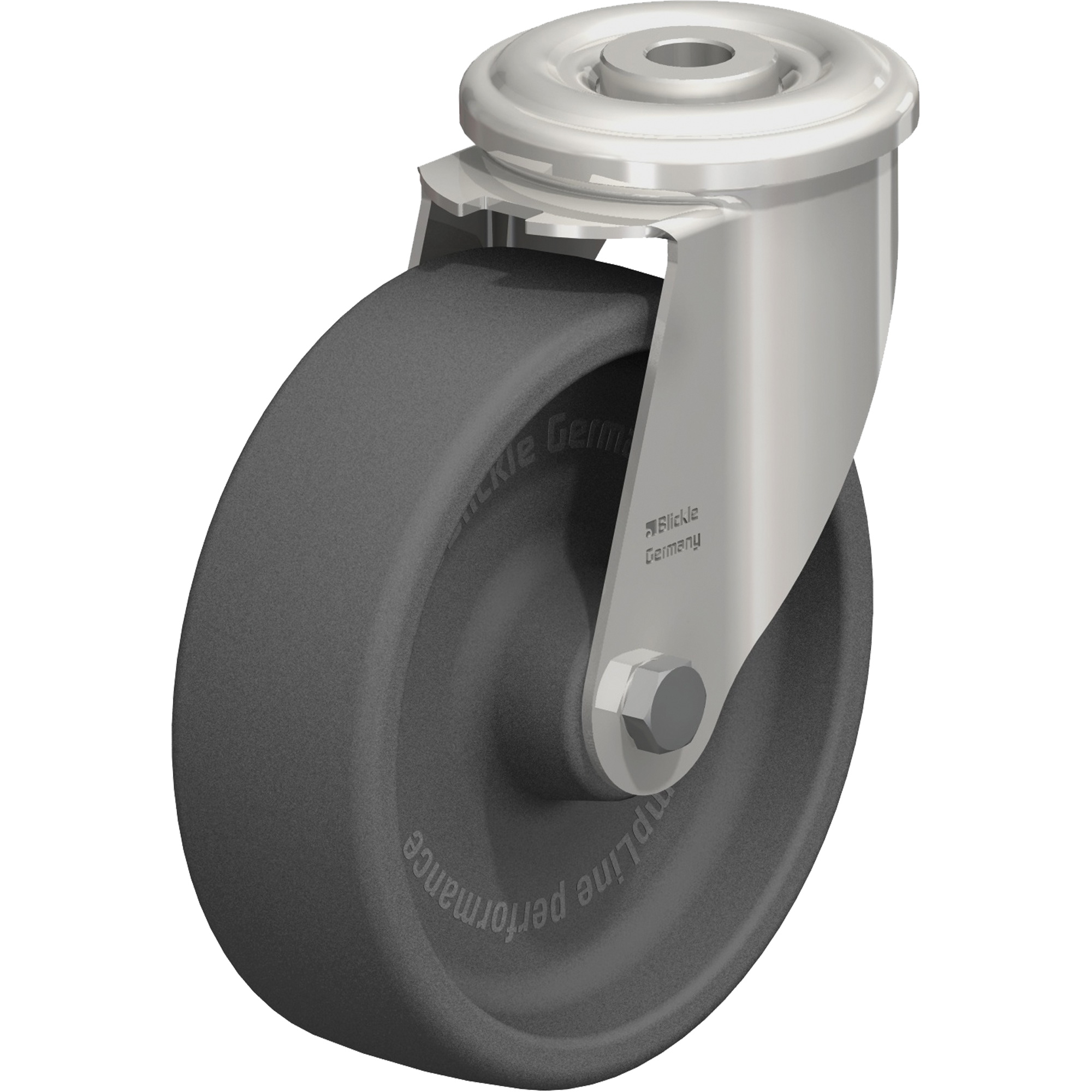 Roulette thermoplastique résistante à la chaleur, Pivotant, Diamètre 5", Capacité 330 lb (149,685 kg)