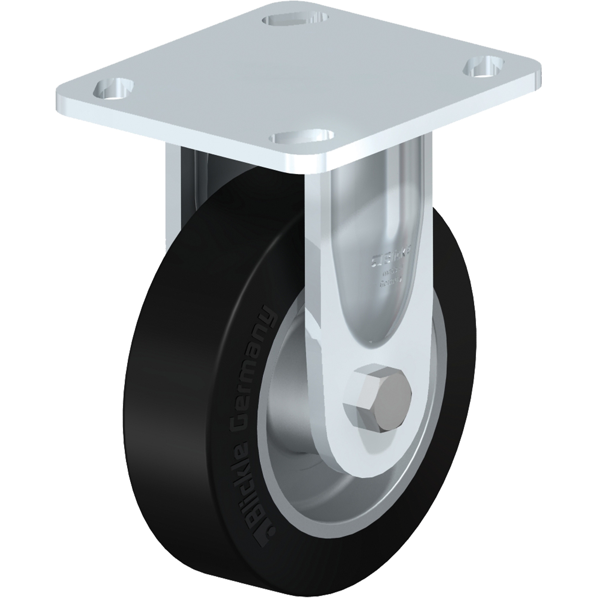 Roulettes robustes sans cheville, Fixe, 5" (127 mm), Caoutchouc,
