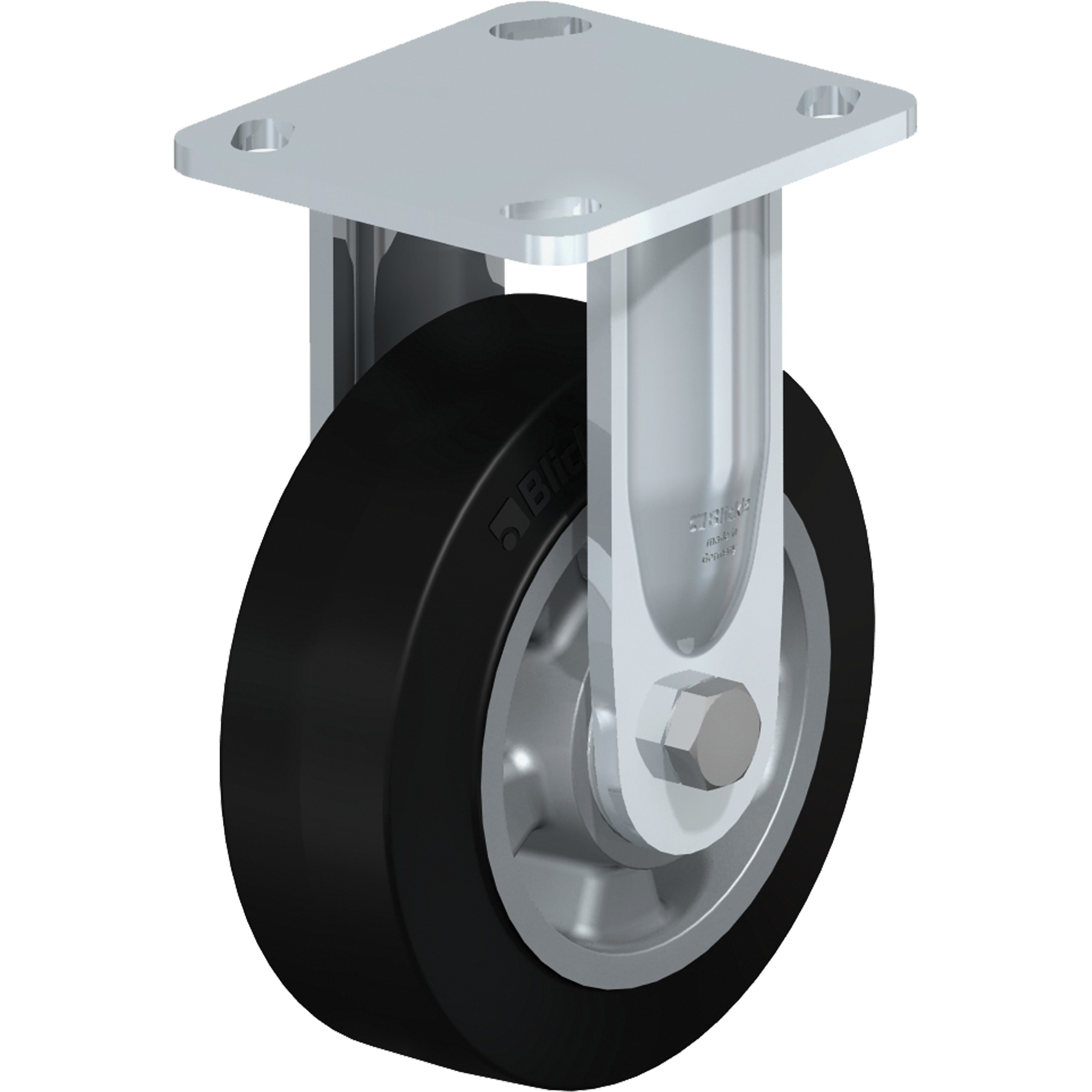 Roulettes robustes sans cheville, Fixe, 6" (152,4 mm), Caoutchouc, 660 lb (300 kg)